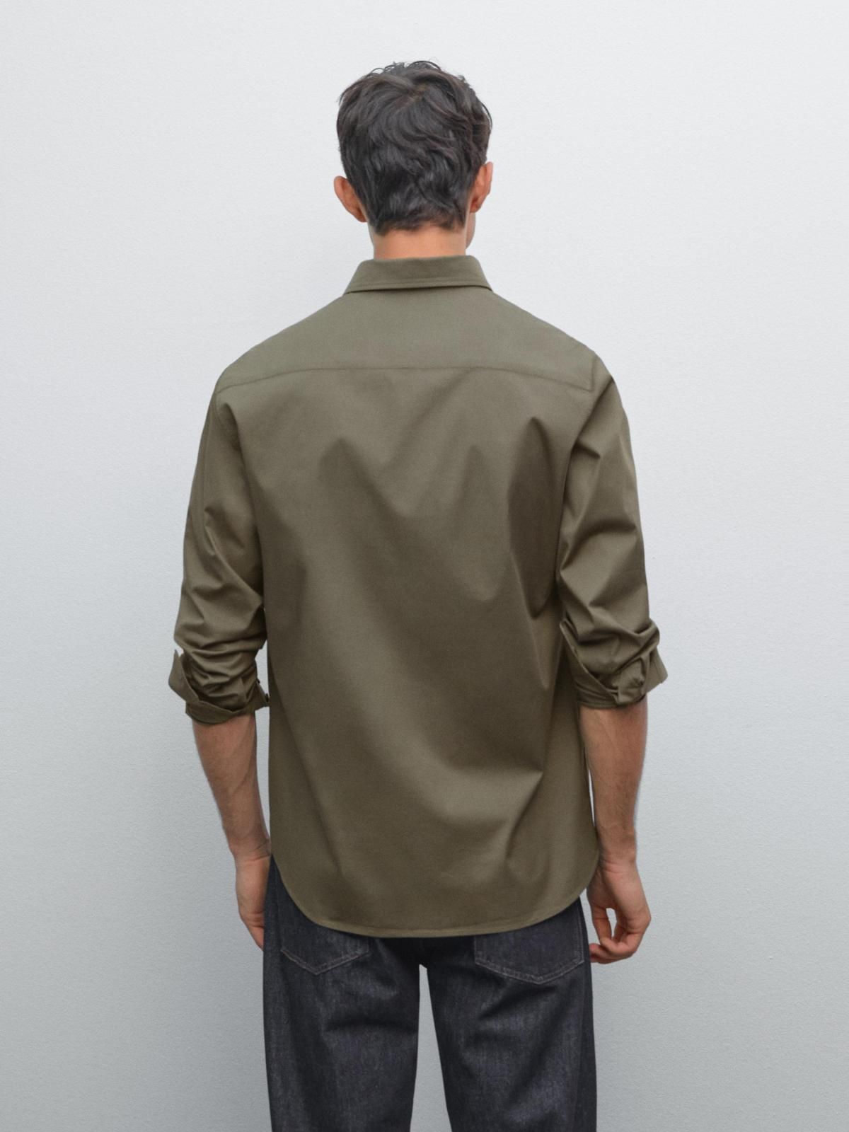 마시모두띠 스트레치 테크니컬 카키 트윌 긴팔 셔츠 1738/278 PALE GREEN - 상세 이미지 3