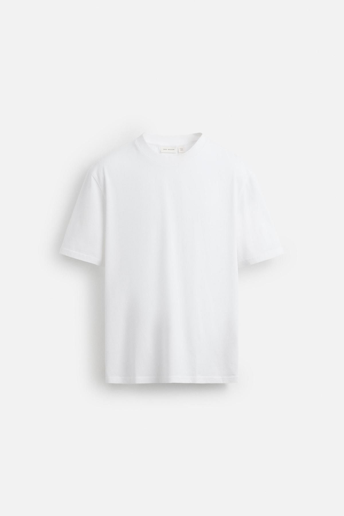 자라 슬림핏 미디엄 웨이트 티셔츠 1501/430 WHITE - 메인 이미지
