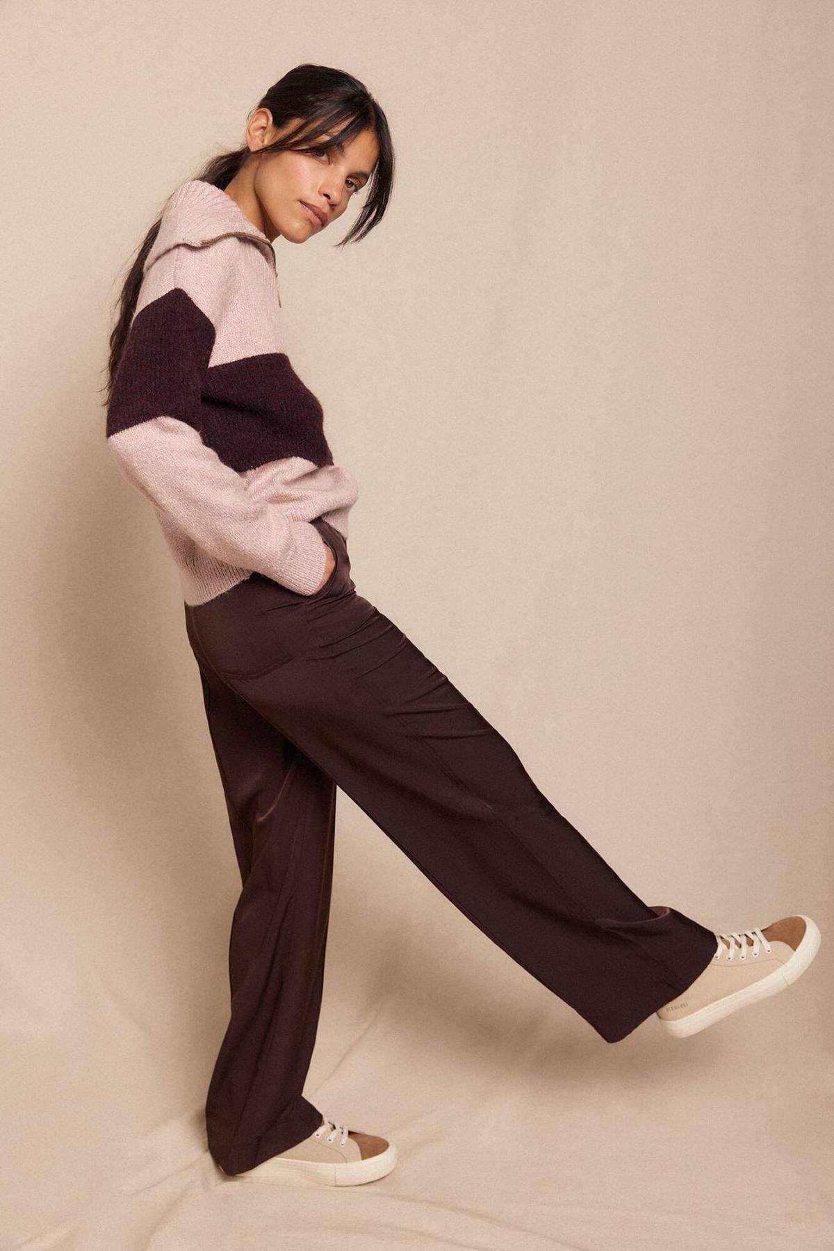 슬로우러브 새틴 와이드 팬츠 브라운 3722129 MARRON OSCURO - 상세 이미지 2