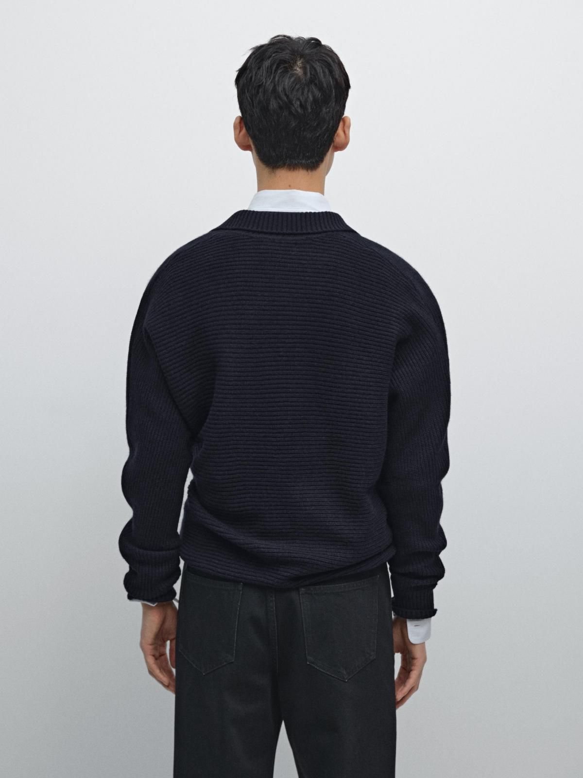 마시모두띠 프리미엄 울블렌드 폴로 니트 스웨터 0972/700 NAVY BLUE - 상세 이미지 4