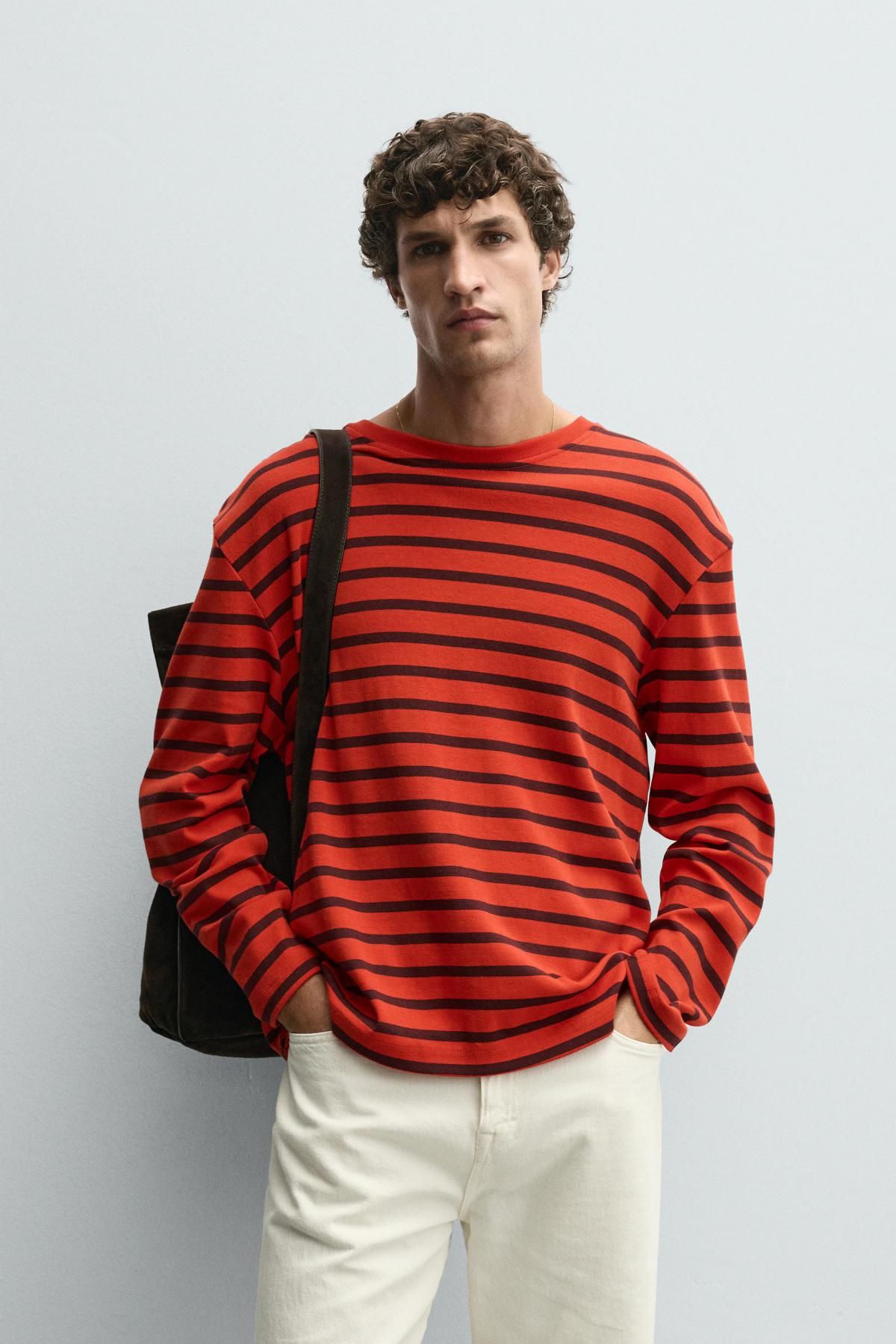 자라 스트라이프 레드 테크니컬 긴팔 티셔츠 4087/349 RED / BLACK - 상세 이미지 3