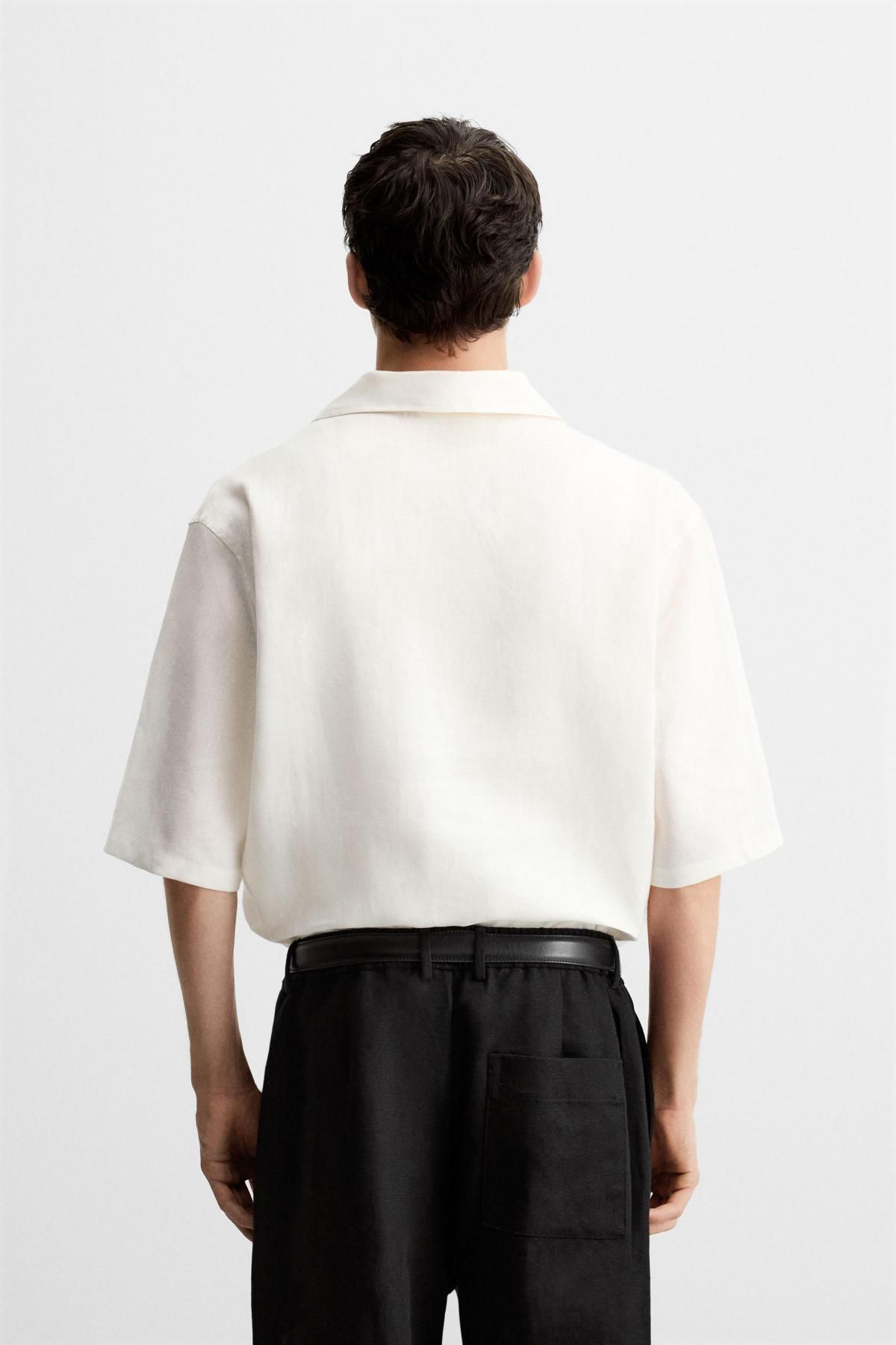 자라 린넨 쿨링 반팔 셔츠 0794/185 WHITE - 상세 이미지 4