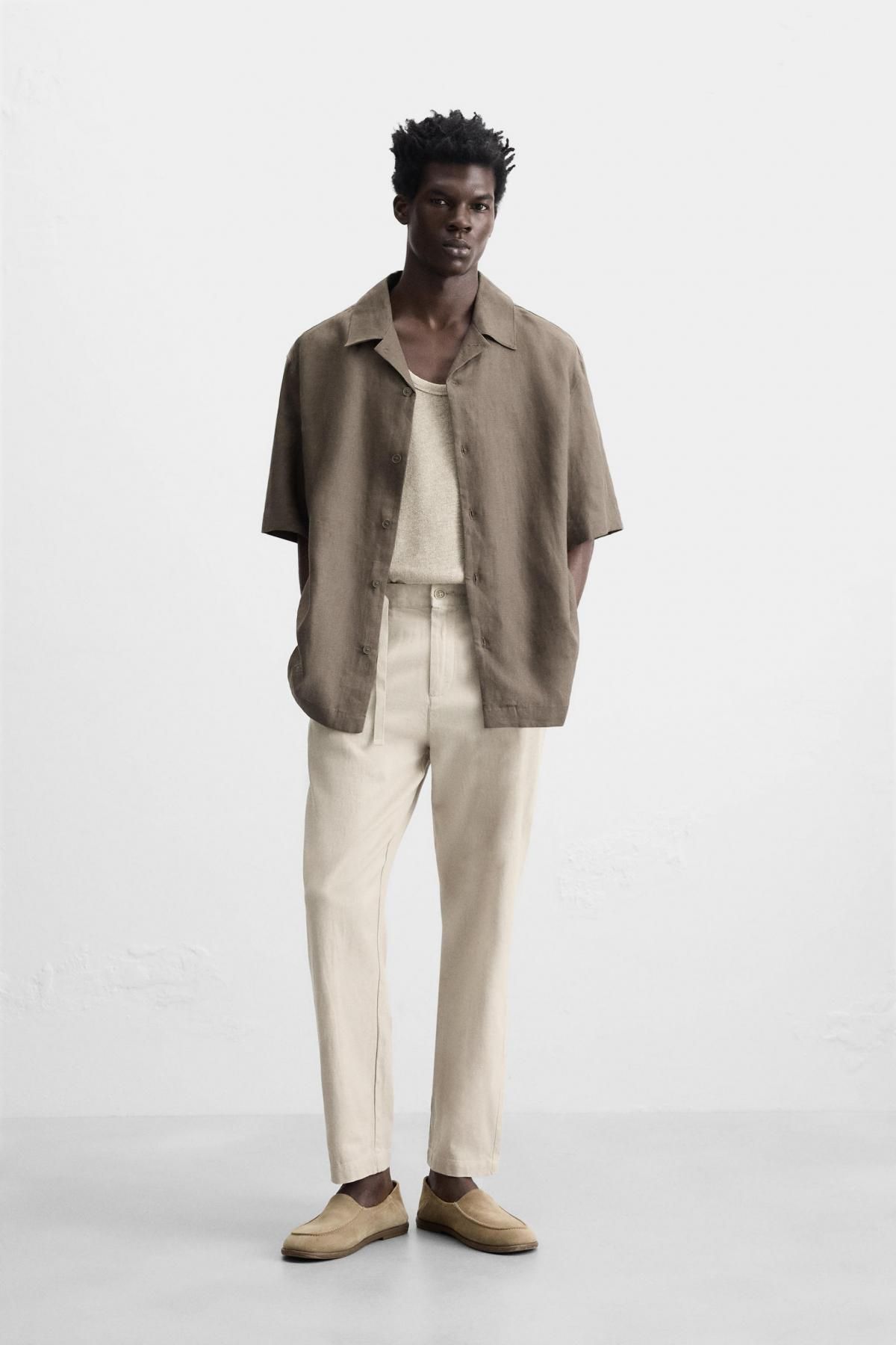 자라 코튼리넨 팬츠 8574/303 LIGHT BEIGE - 상세 이미지 2