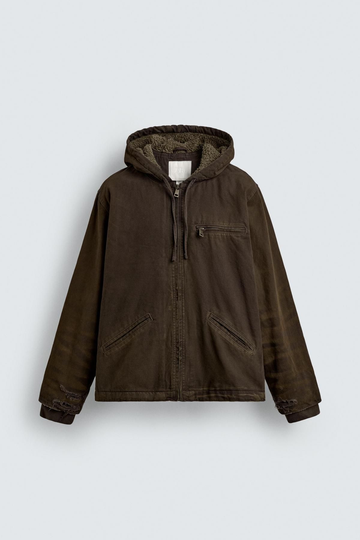 자라 빈티지 데님 후드 집업 자켓 6987/388 BROWN - 상품 이미지