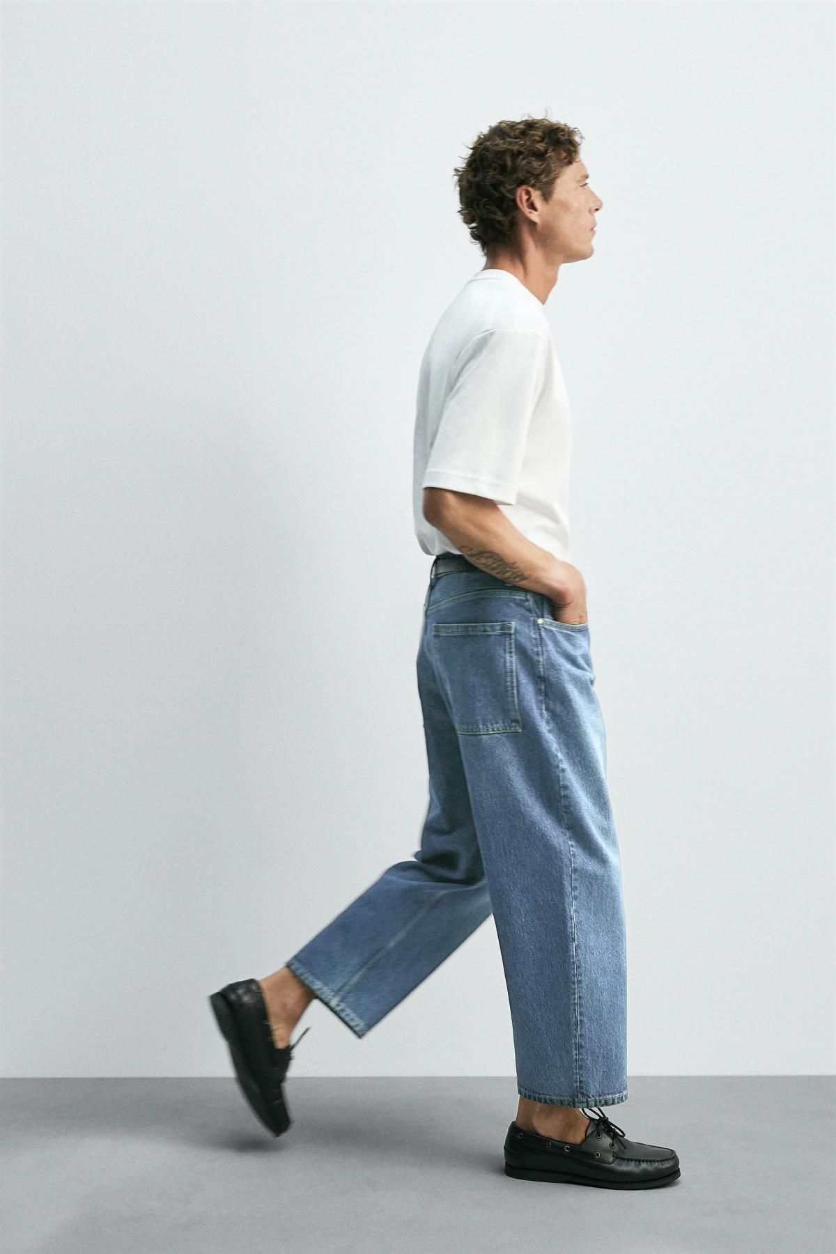 자라 테이퍼드 와이드핏 데님 청바지 9942/370 MID-BLUE 이미지 6