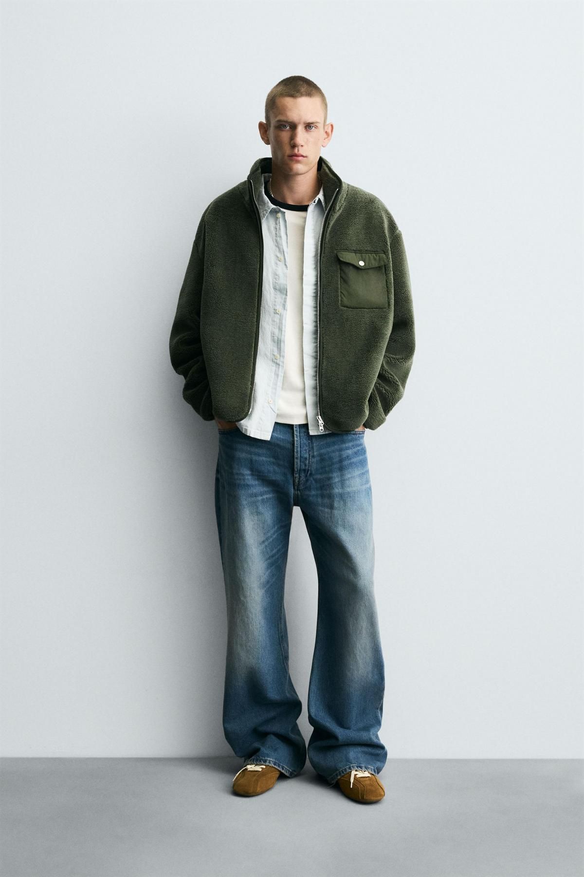 자라 테크니컬 플리스 집업 재킷 8281/900 KHAKI - 상세 이미지 2