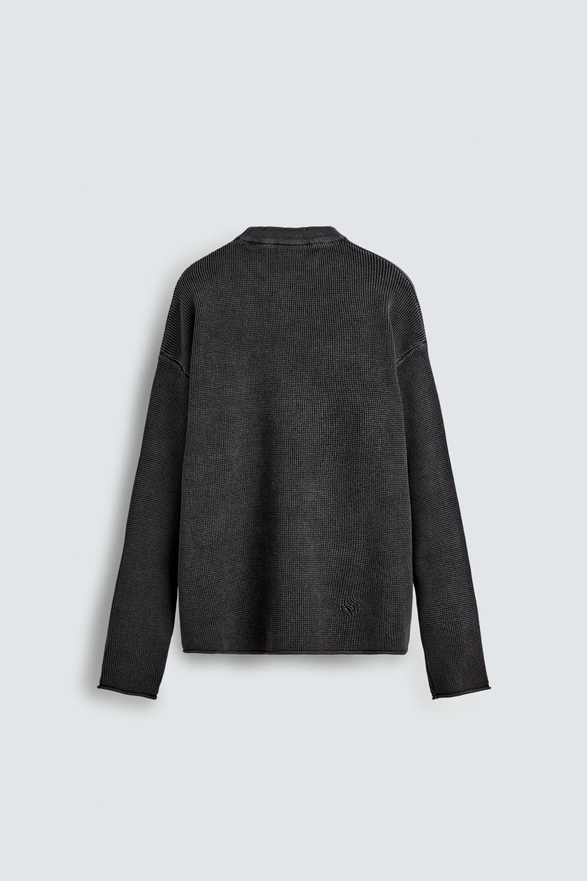 자라 와플니트 텍스처 라운드넥 스웨터 9598/330 FADED NAVY - 상세 이미지 5