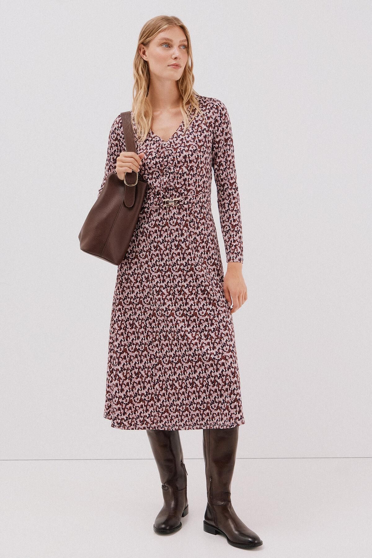 꼬르떼피엘 플라워 패턴 브이넥 벨트 미디 원피스 5202680 MULTICOLOR - 상품 이미지