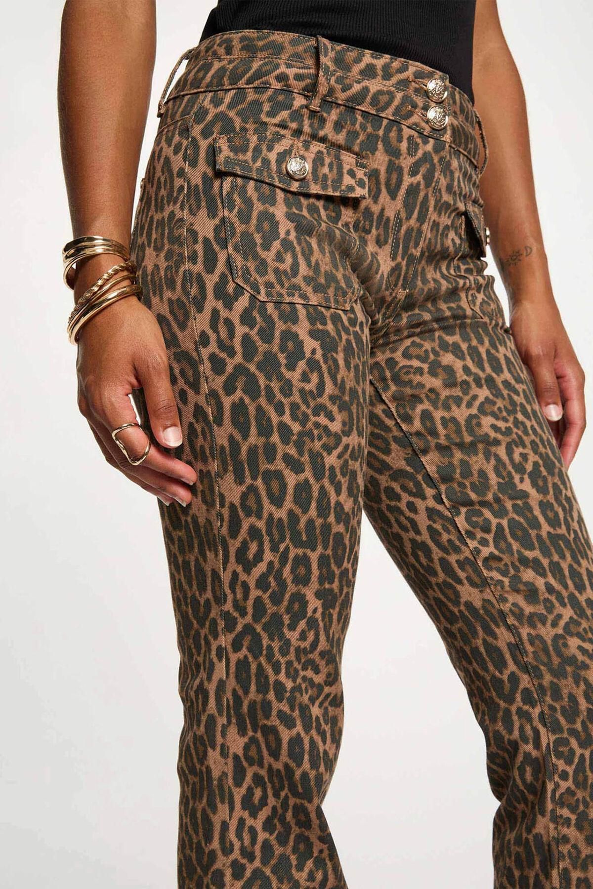 모르간 레오파드 하이웨이스트 부츠컷 팬츠 3722201 MULTICOLOR - 상세 이미지 3