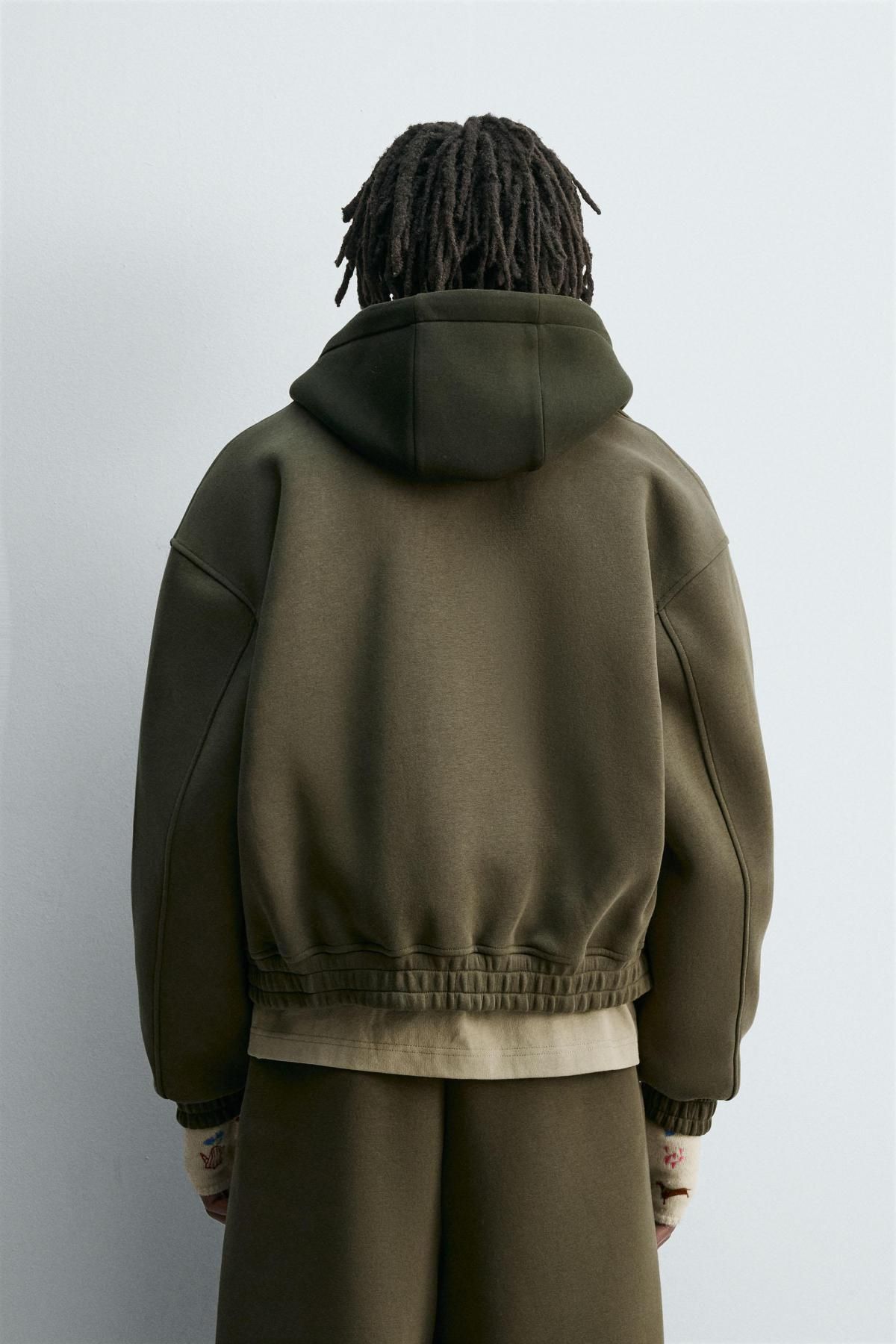 자라 테크니컬 네오프렌 박시핏 집업 재킷 6318/335 OLIVE GREEN - 상세 이미지 4