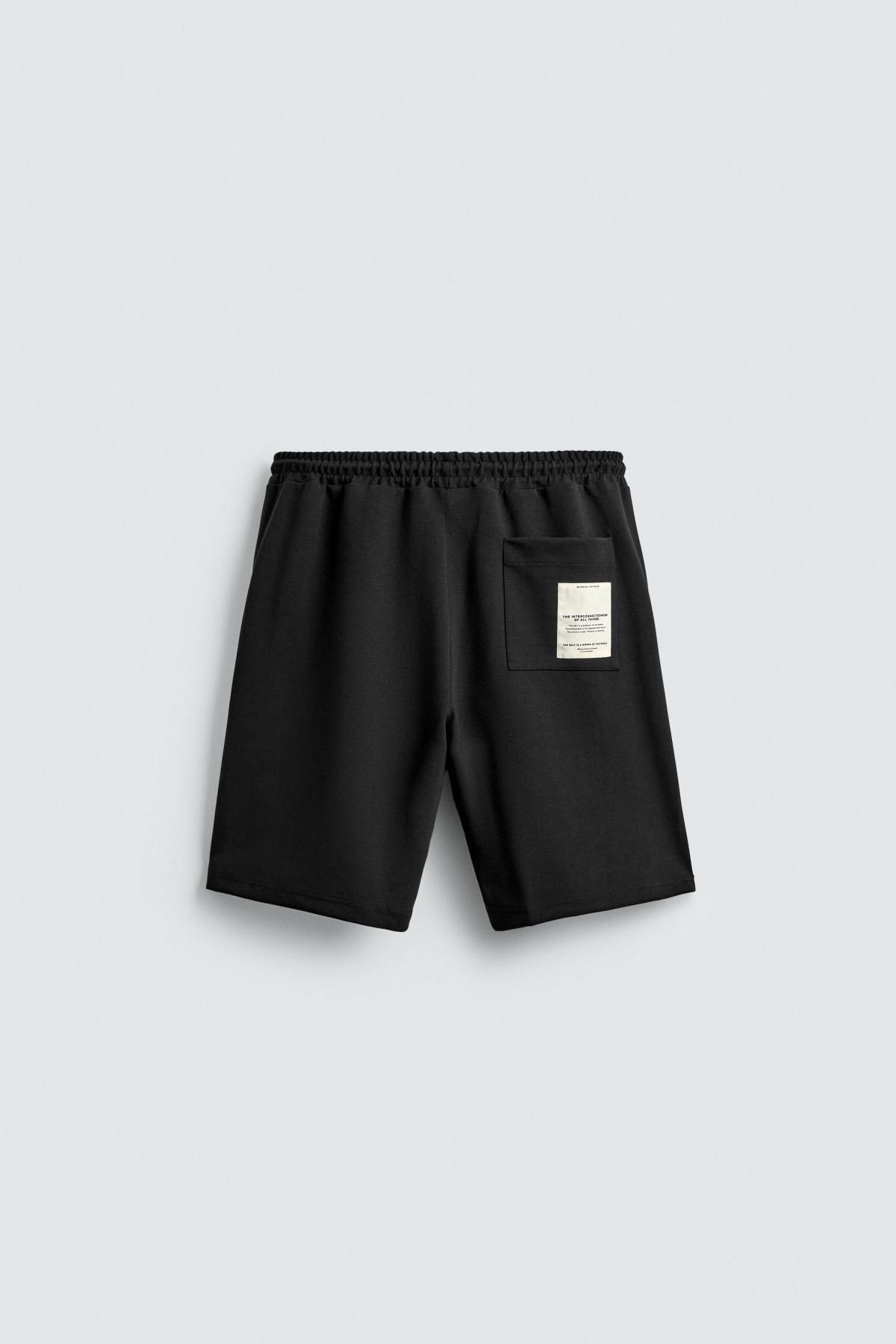 자라 테크니컬 코튼 인터록 블랙 버뮤다 반바지 0761/346 BLACK - 상세 이미지 2