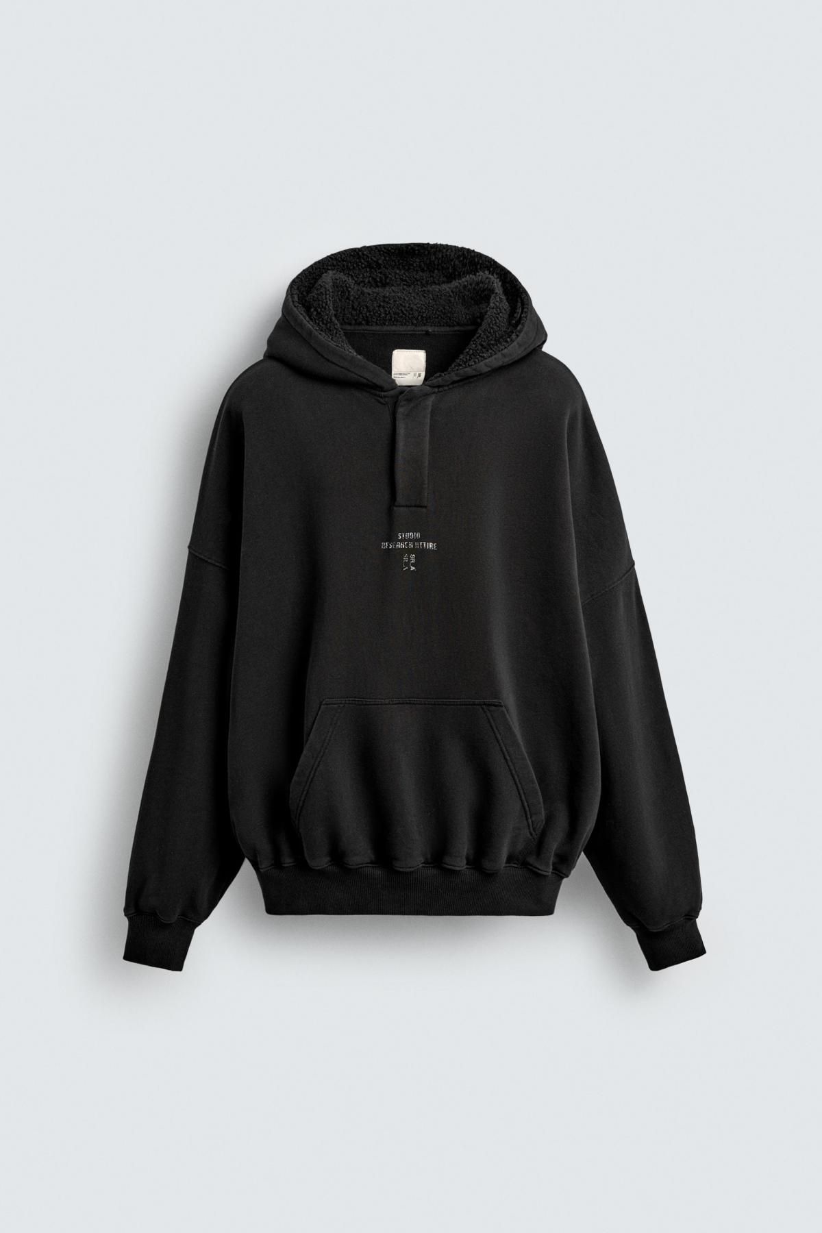 자라 박시핏 포켓 후드 스웨트셔츠 X SRA 0722/341 BLACK - 상품 이미지