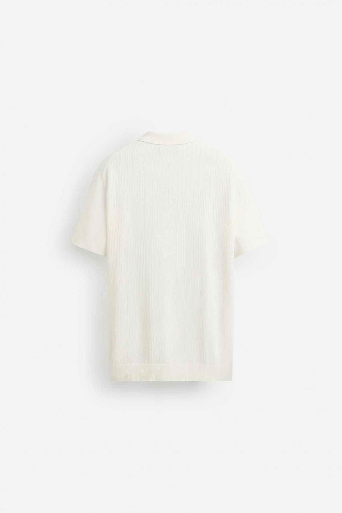 자라 미니멀 코튼 골지 니트 반팔 폴로셔츠 2142/420 OYSTER-WHITE 이미지 7