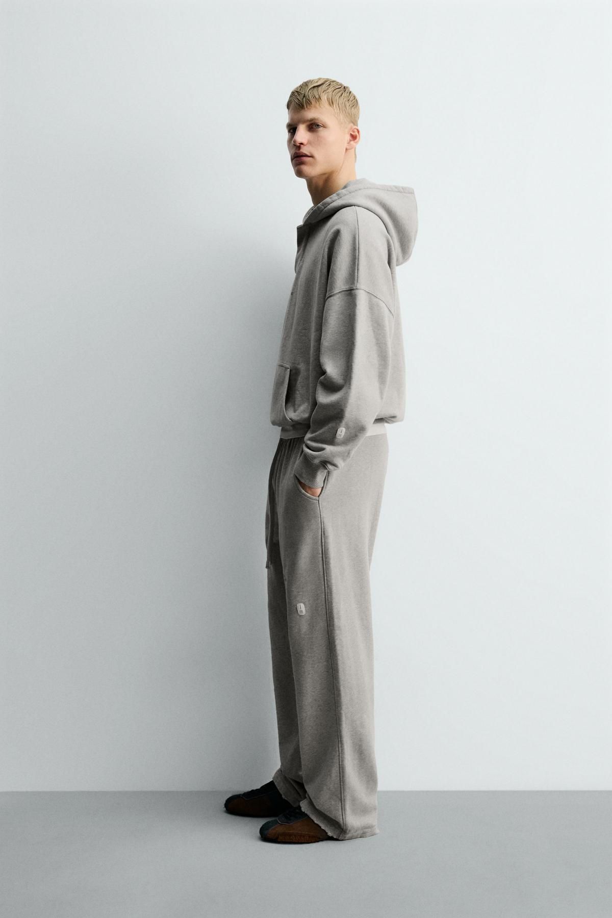 자라 박시핏 포켓 그레이 후드 스웨트셔츠 0722/326 GREY MARL - 상세 이미지 5