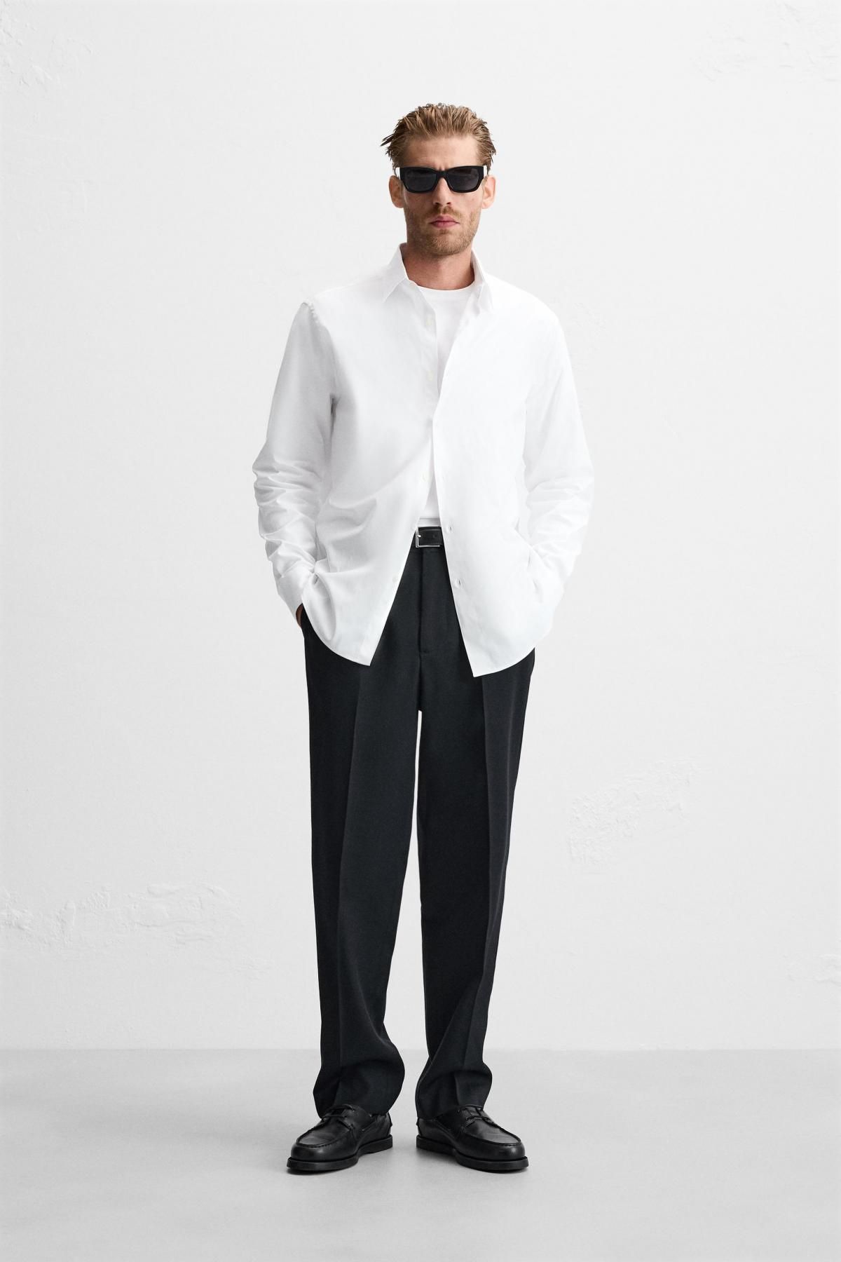 자라 텍스처 레귤러핏 코튼 화이트 긴팔 셔츠 5588/320 WHITE - 상세 이미지 2