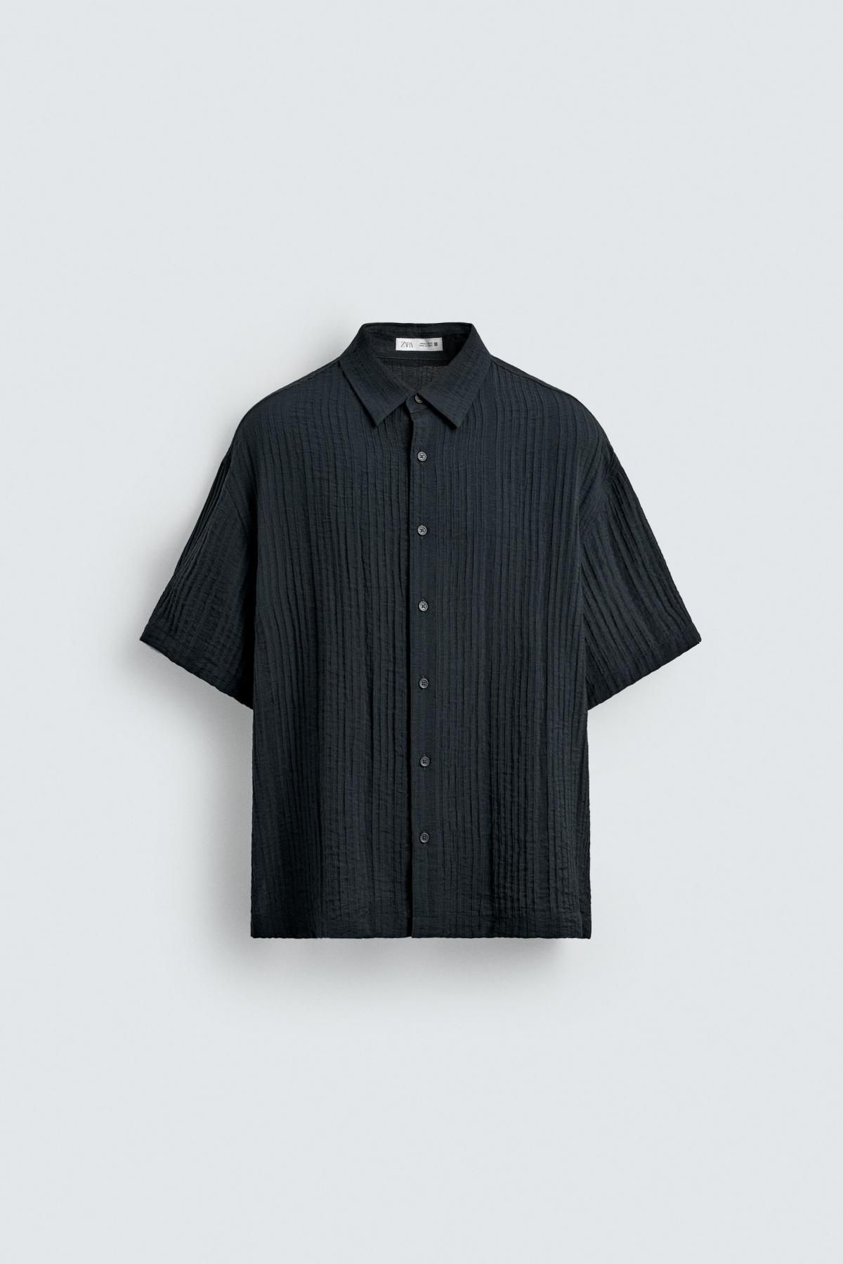 자라 테크니컬 플루이드 텍스처 반팔 셔츠 2548/101 GREY / BLUE - 메인 이미지