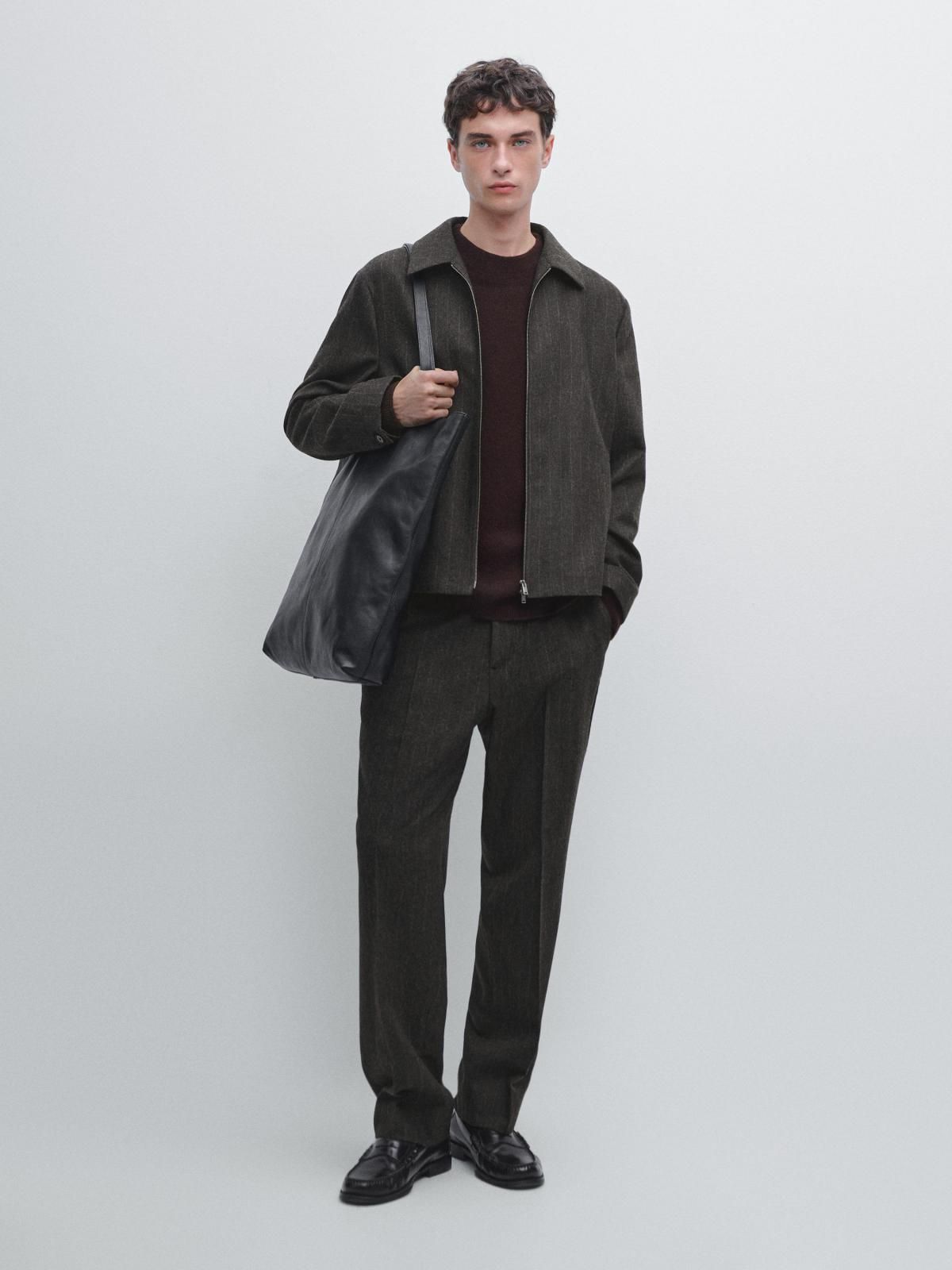 마시모두띠 스트라이프 울블렌드 테크니컬 집업 재킷 2825/363 GREY - 상세 이미지 2