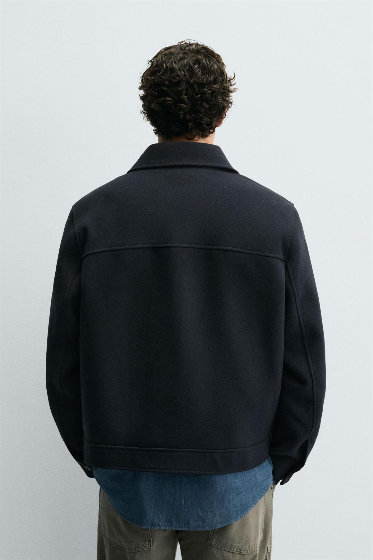 자라 미니멀 울 이펙트 집업 재킷 3286/200 NAVY BLUE - 상세 이미지 4