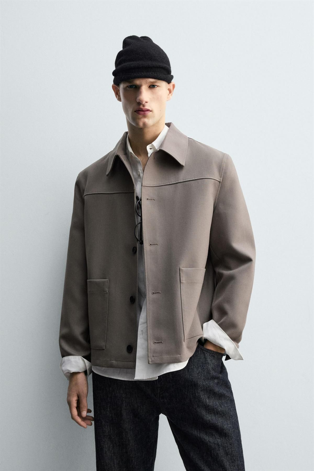 자라 컴팩트 울 포켓 오버셔츠 자켓 5854/181 MINK - 상세 이미지 3