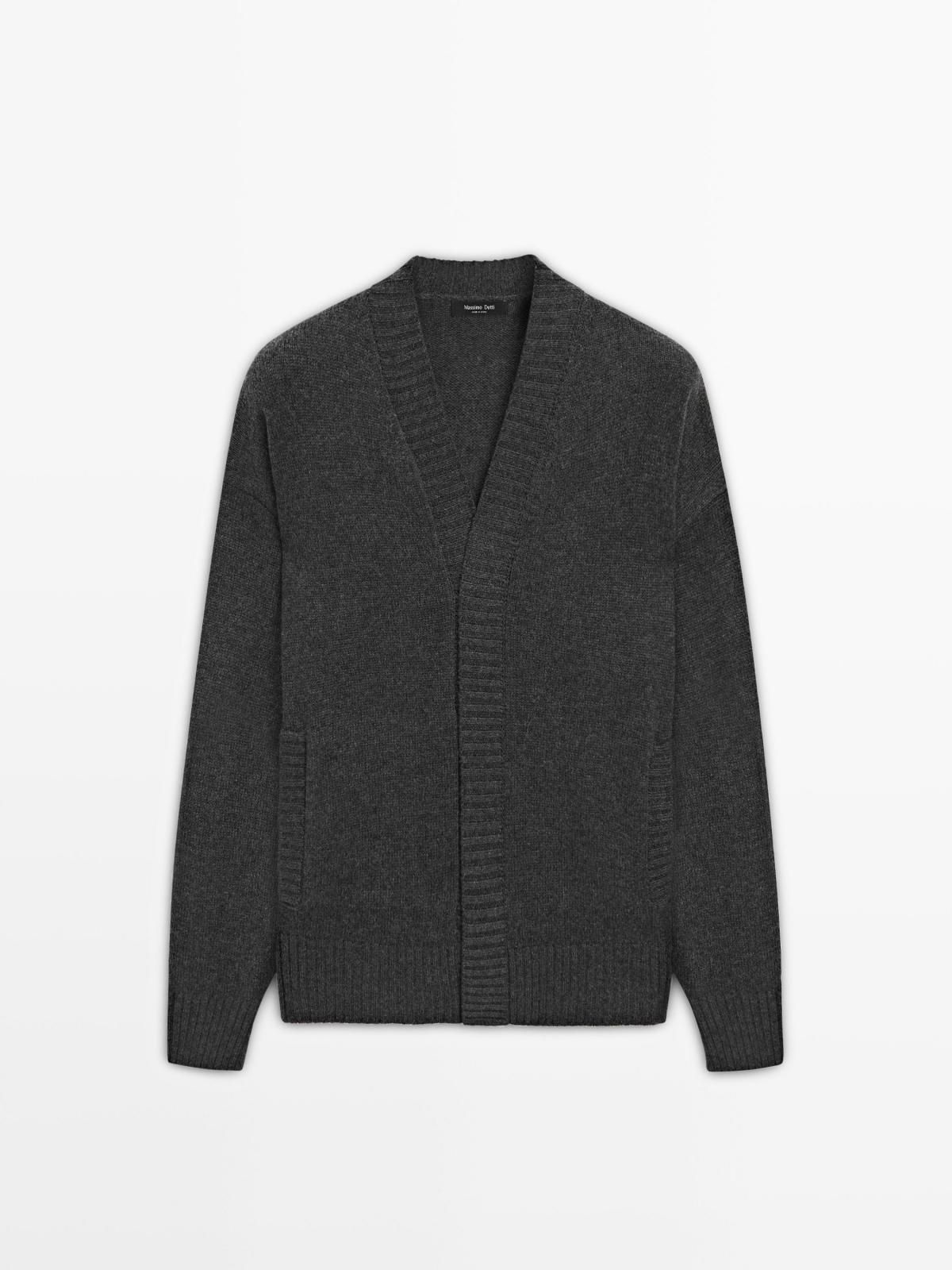 마시모두띠 프리미엄 울블렌드 브이넥 니트 가디건 0973/700 CHARCOAL - 메인 이미지