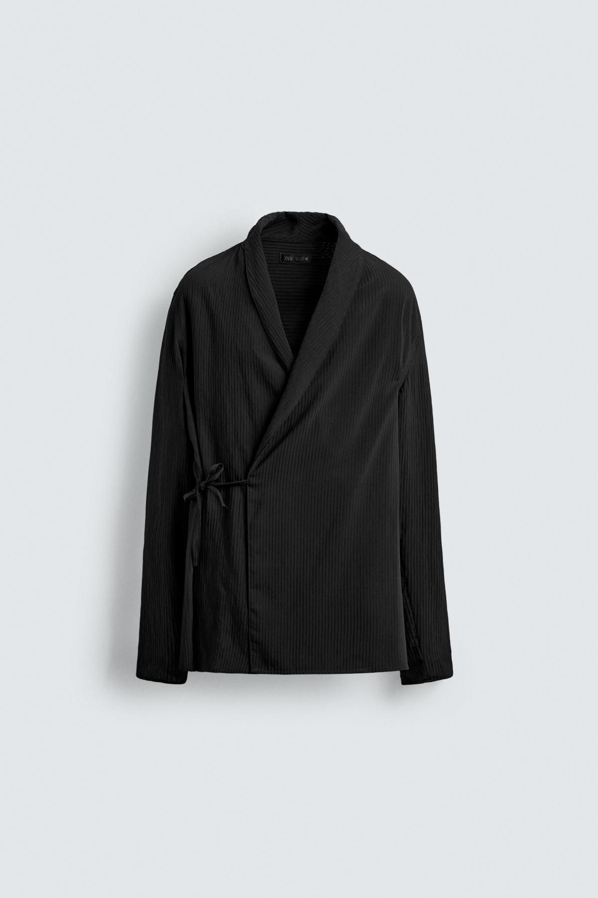 자라 텍스처 블랙 랩 긴팔 셔츠 0706/216 BLACK - 메인 이미지