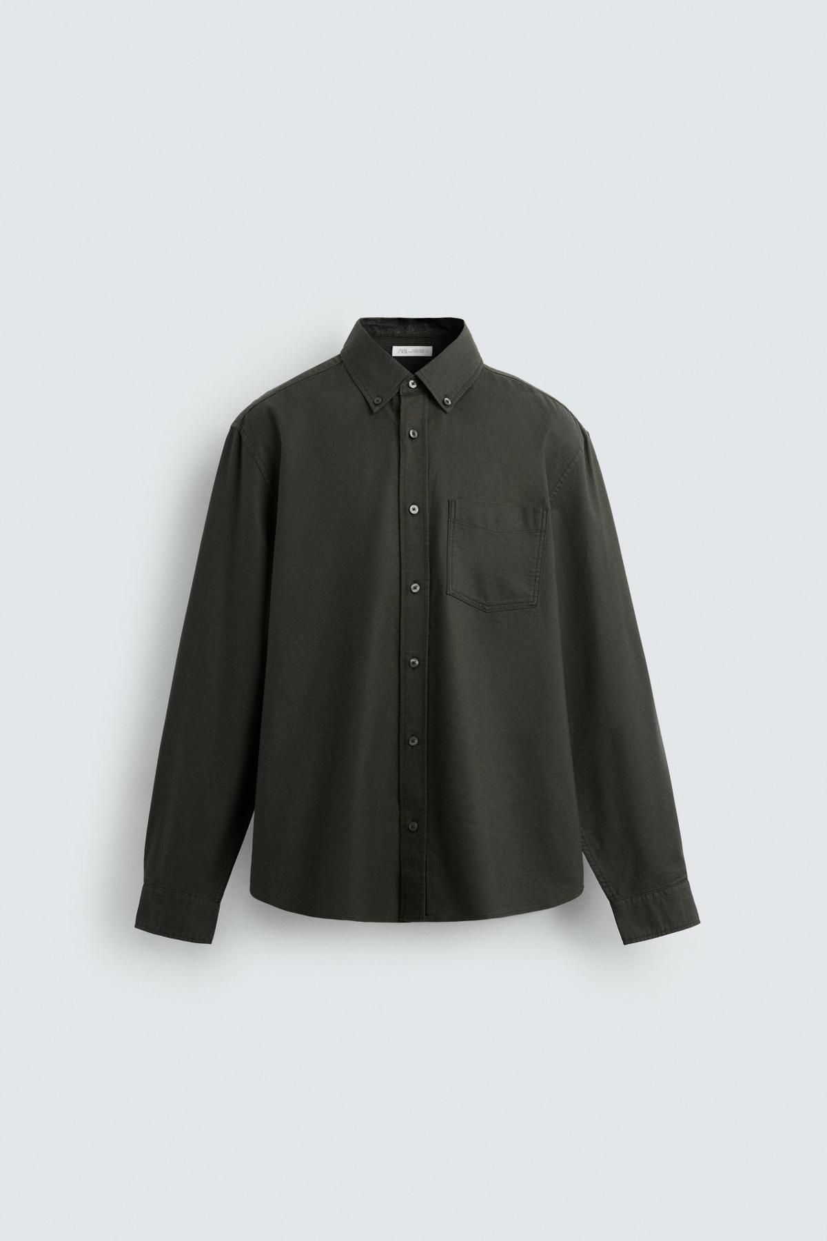 자라 레귤러핏 캐주얼 텍스처 옥스포드 긴팔 셔츠 1063/417 KHAKI - 메인 이미지