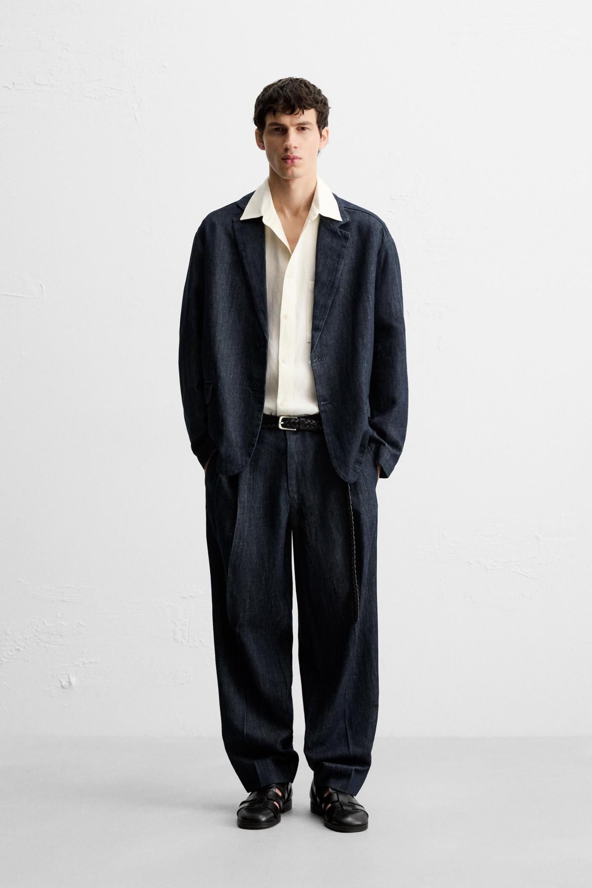 자라 하이라이즈 와이드 크롭 데님 팬츠 0840/487 INDIGO - 상세 이미지 2