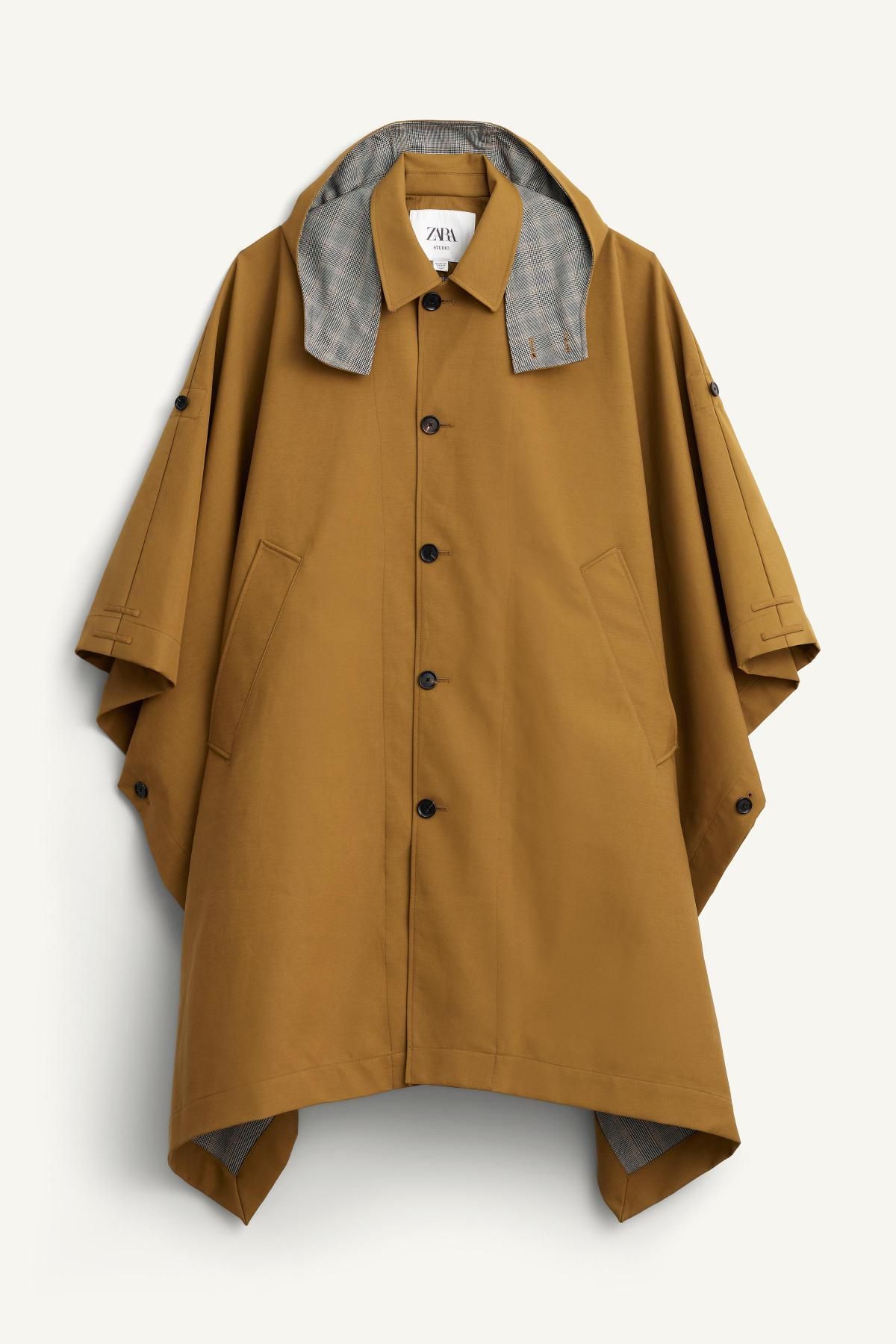 자라 테크니컬 방수 체크 포인트 롱 판초 한정판 1698/700 BEIGE - 메인 이미지