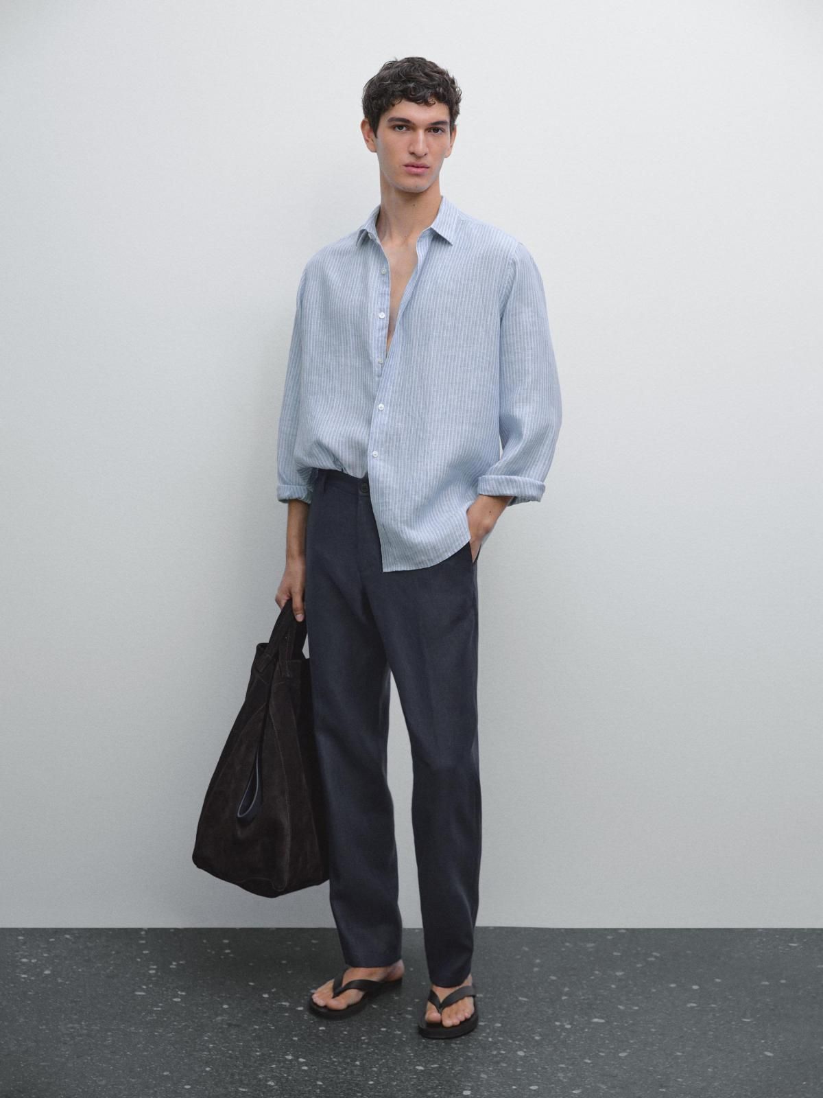 마시모두띠 리넨 레귤러핏 와이드 팬츠 0091/440 NAVY BLUE - 상세 이미지 2