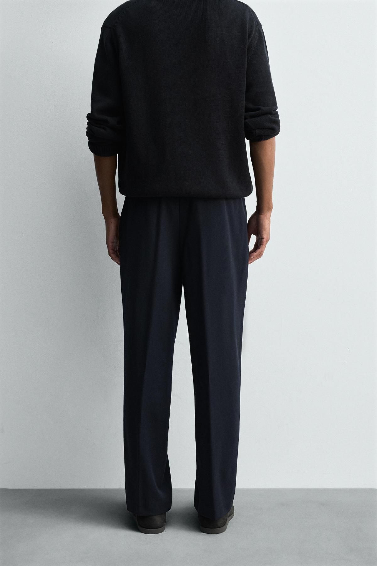 자라 100 울 레귤러핏 팬츠 4735/529 DARK NAVY - 상세 이미지 3