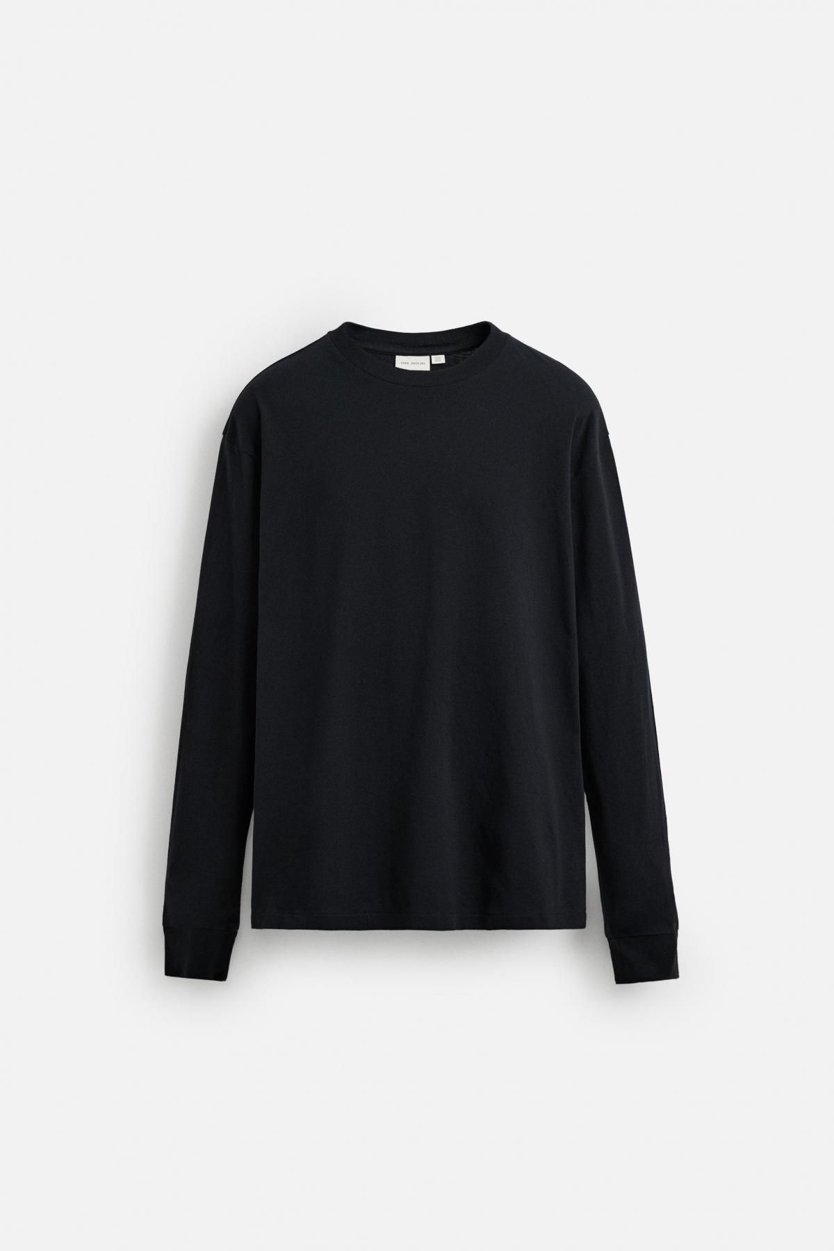 자라 미니멀 코튼 베이직 긴팔 티셔츠 4231/480 DARK NAVY - 메인 이미지
