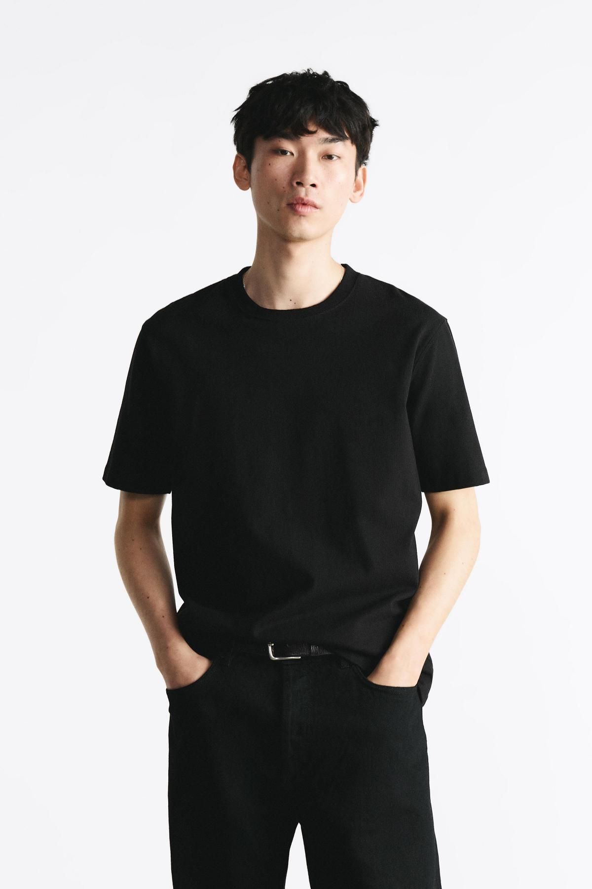 자라 헤비웨이트 반팔 티셔츠 0761/323 BLACK - 상세 이미지 3