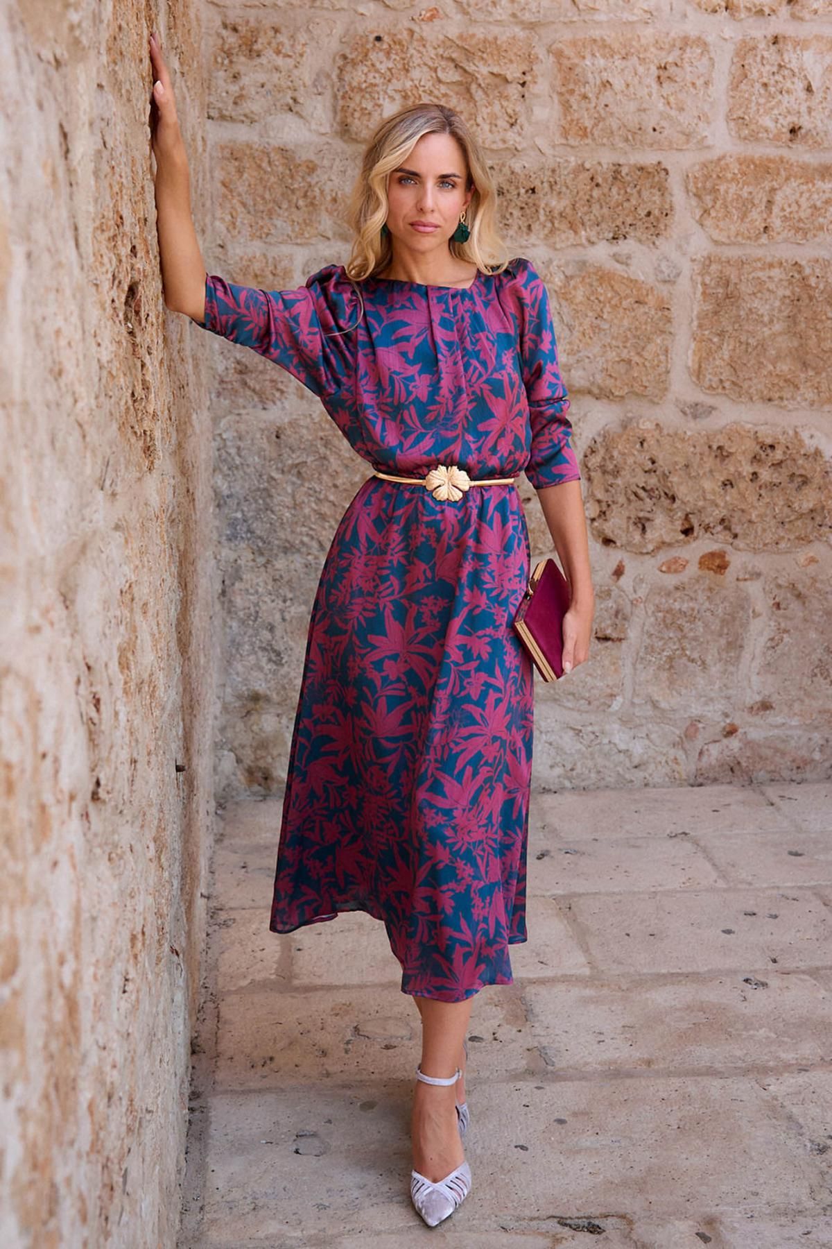 폴린에무아 플로럴 프린트 롱 원피스 6442305 VINO - 상품 이미지