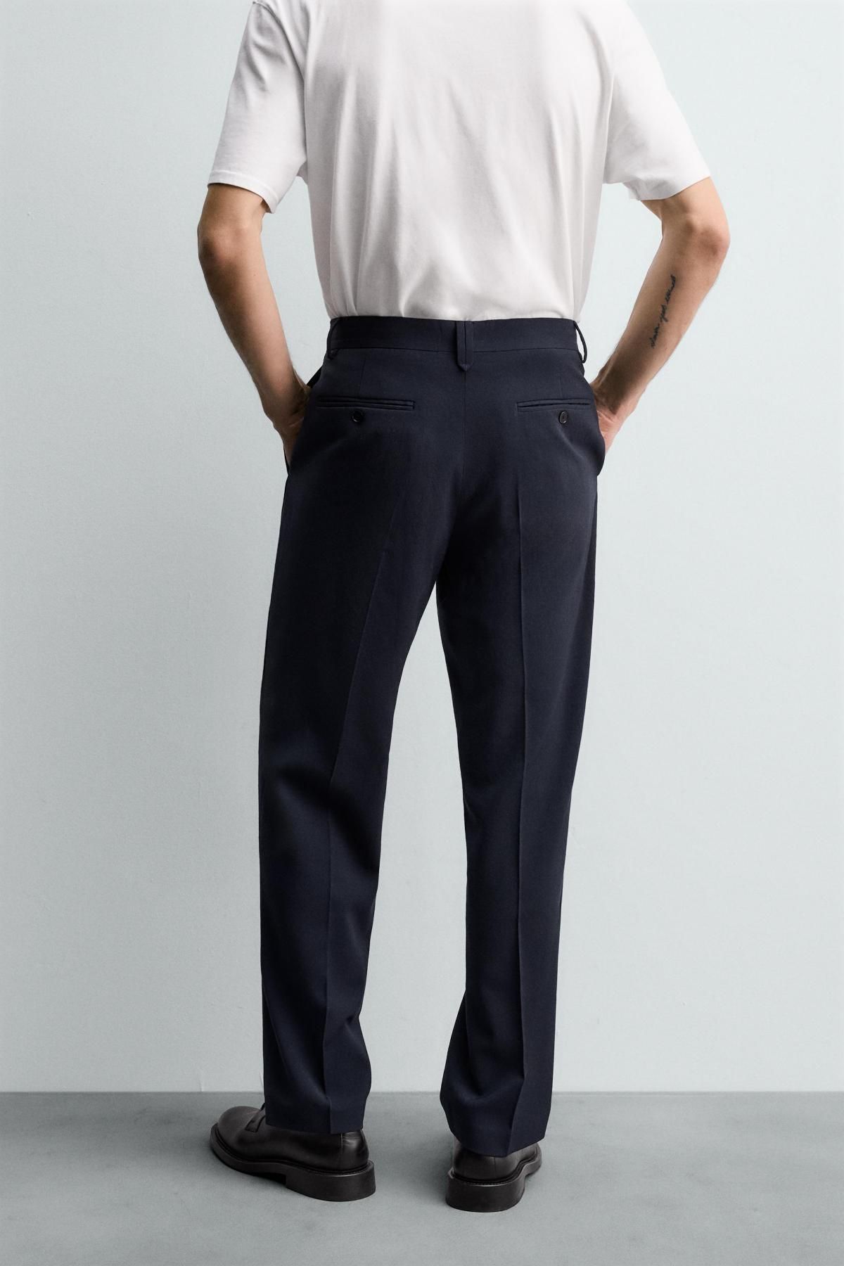 자라 이탈리안 울 클래식 테일러드 정장 팬츠 1564/518 NAVY BLUE - 상세 이미지 3