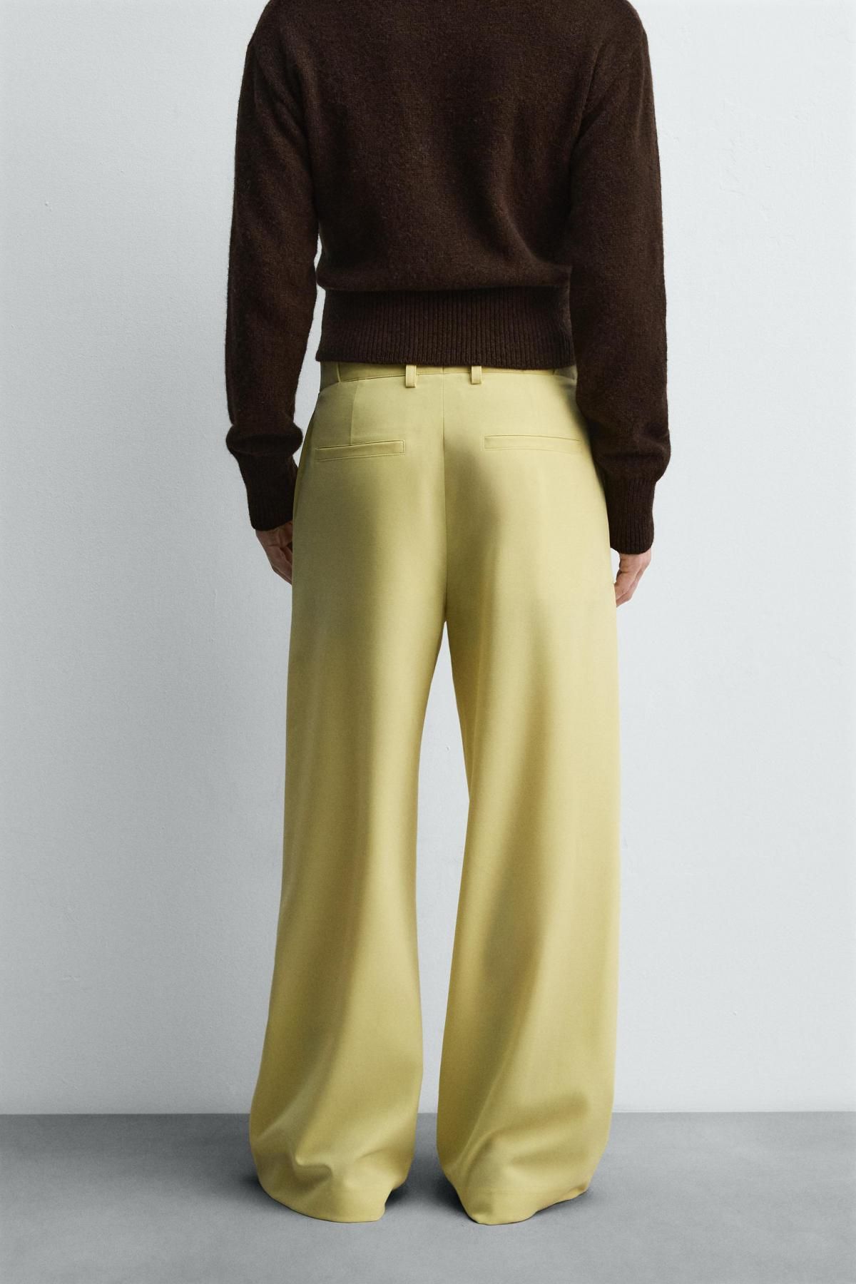 자라 와이드핏 울블렌드 팬츠 X 해리 램버트 디즈니 6370/525 YELLOW - 상세 이미지 3