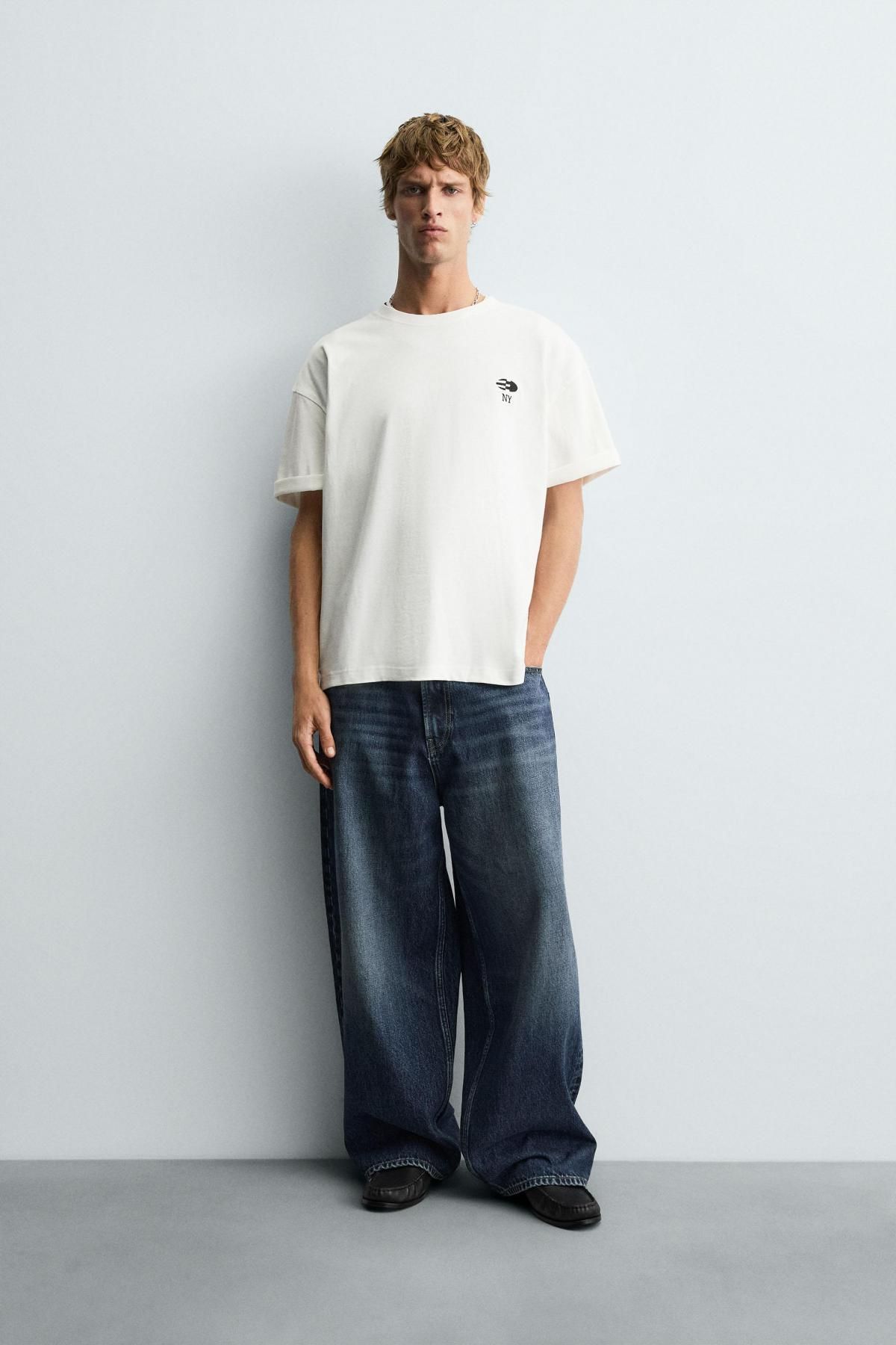 자라 스트리트 레터링 패치 반팔 티셔츠 1165/311 OYSTER-WHITE - 상세 이미지 2