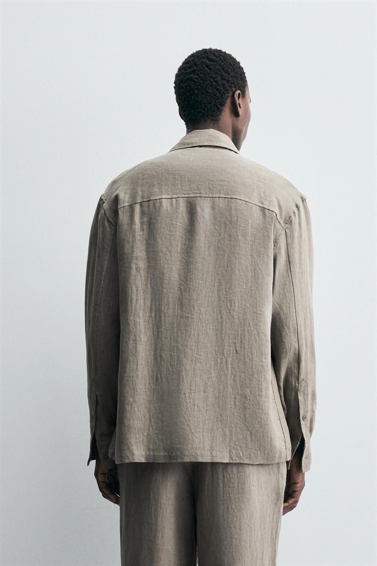 자라 린넨 내추럴 워싱 긴팔 셔츠 9621/133 MINK - 상세 이미지 4
