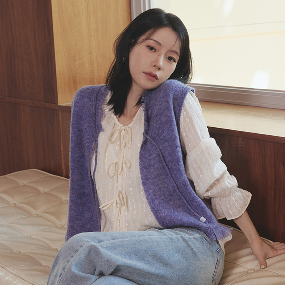 25FW 프린지 오픈 니트 베스트 - 메인 이미지
