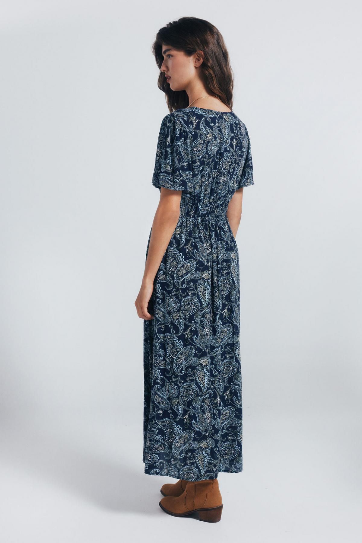 스프링필드 플라워 패턴 브이넥 미디 원피스 7952286 AZUL - 상세 이미지 3