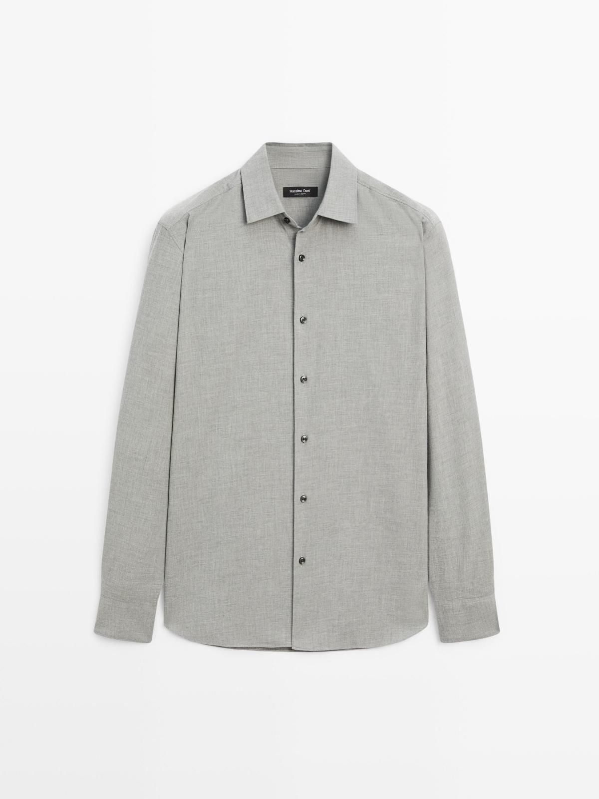 마시모두띠 슬림핏 테크니컬 트윌 멜란지 긴팔 셔츠 1762/259 GREY MARL - 상품 이미지