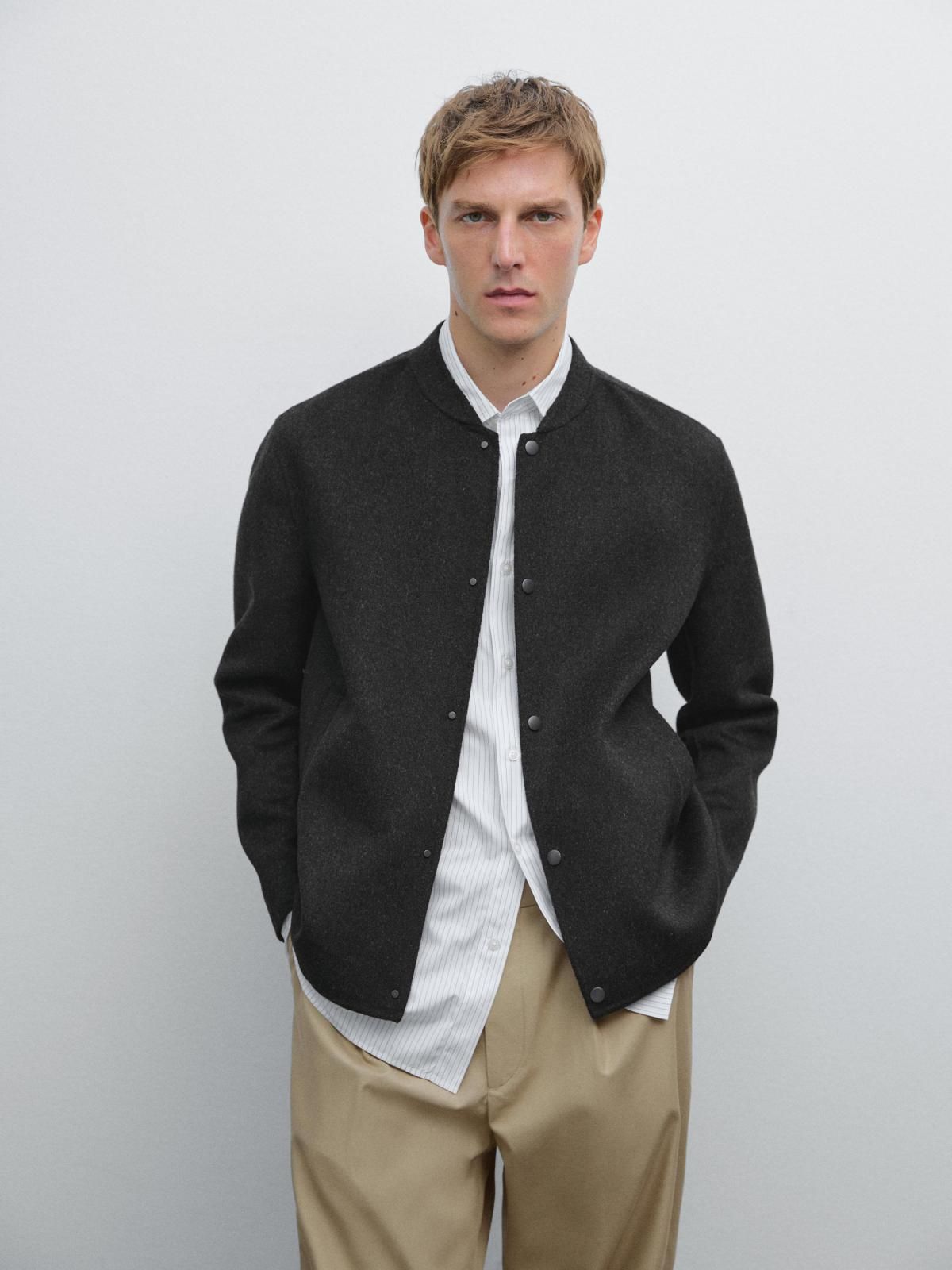마시모두띠 더블 울 블렌드 봄버 재킷 2830/380 ANTHRACITE GREY - 메인 이미지