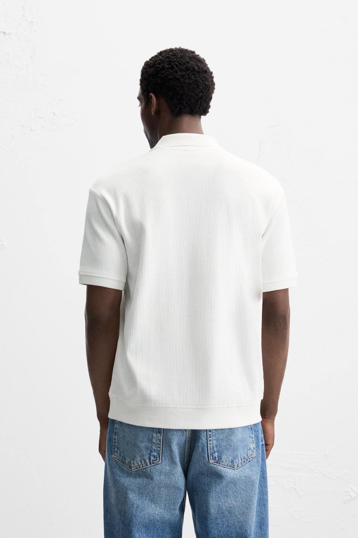 자라 세로 텍스처 폴로 셔츠 0526/460 OYSTER-WHITE - 상세 이미지 4