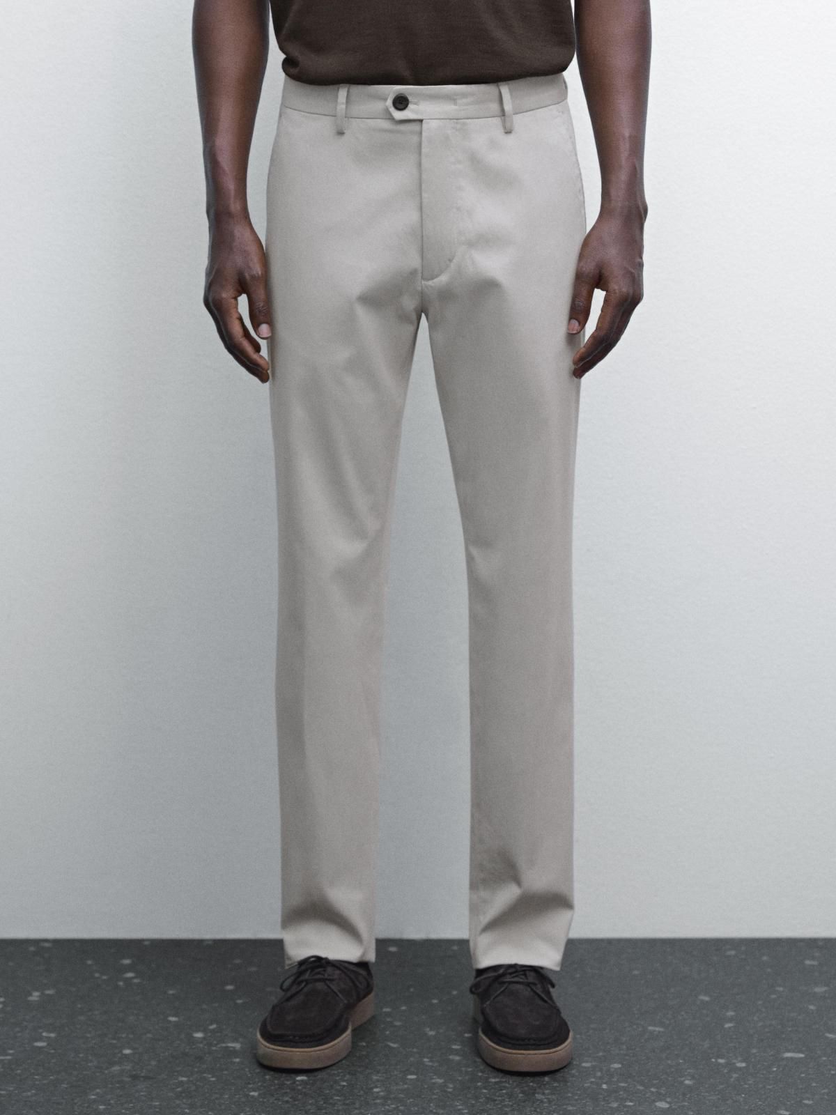 마시모두띠 슬림핏 테크니컬 코튼블렌드 슬랙스 팬츠 0023/006 STONE - 상품 이미지