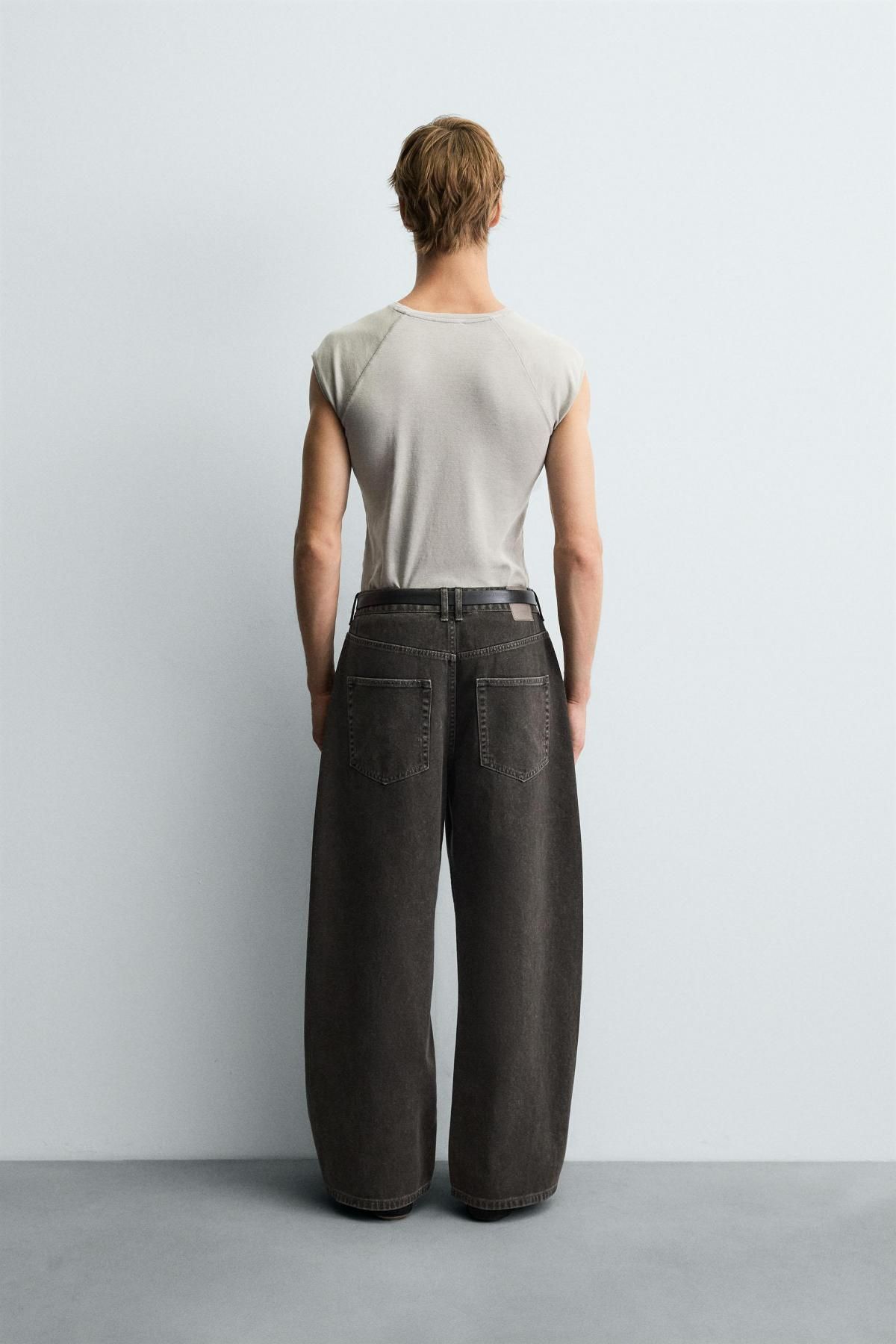 자라 와이드핏 테크니컬 트위스트심 코튼 팬츠 4575/329 DARK GREY - 상세 이미지 4