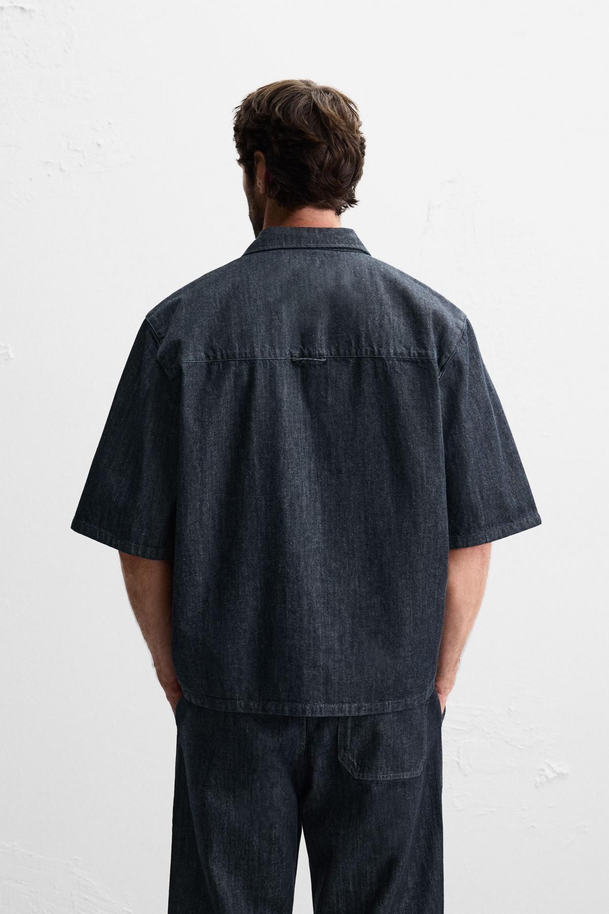 자라 데님 릴랙스핏 반팔 셔츠 1820/320 INDIGO - 상세 이미지 4