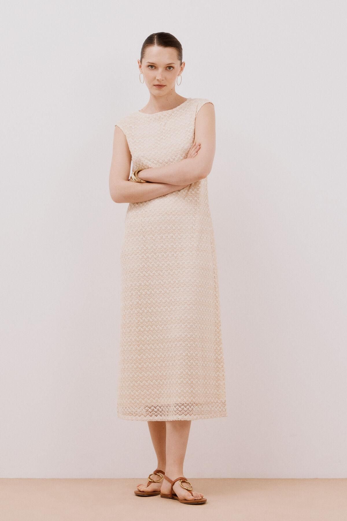 꼬르떼피엘 테크니컬 루렉스 민소매 미디 원피스 5202670 MARFIL - 상품 이미지