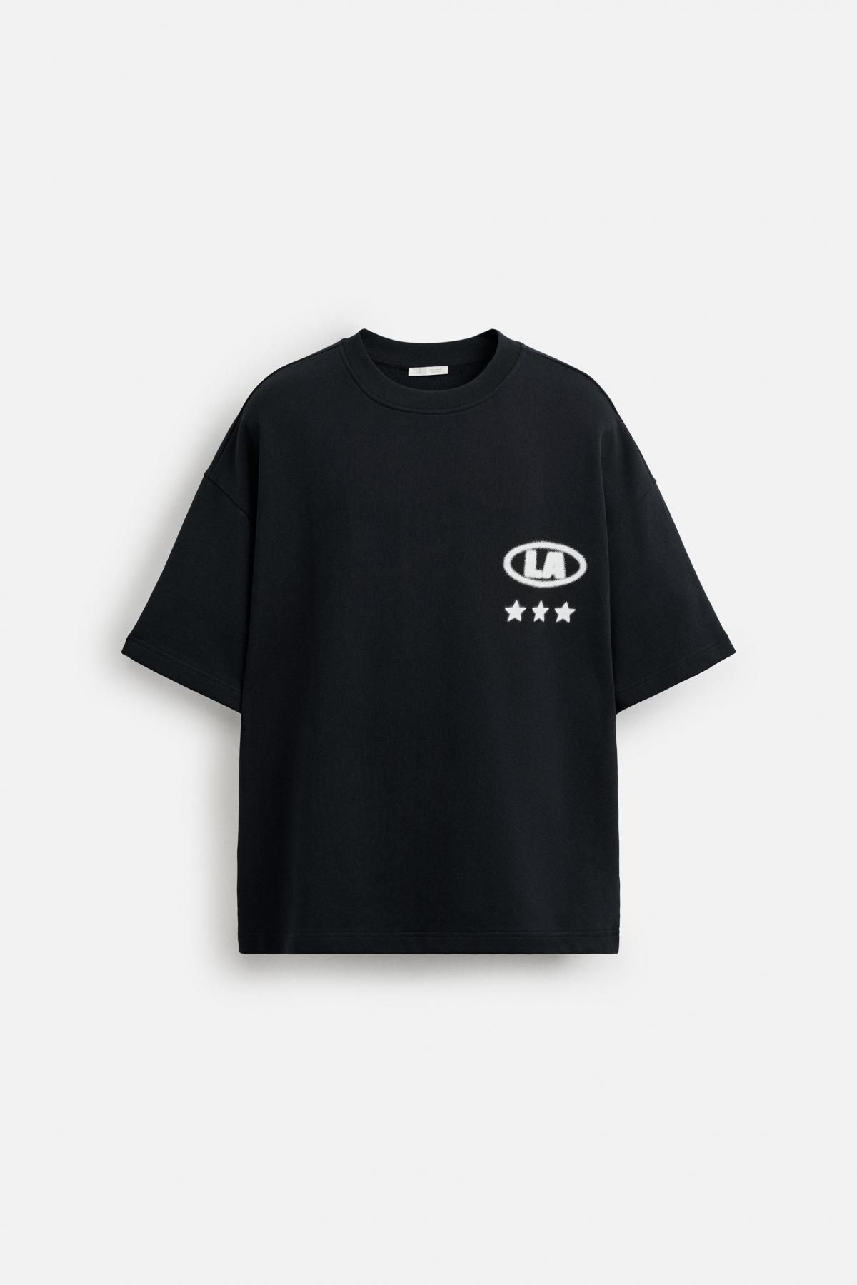 자라 오버핏 그래픽 프린트 반팔 스웨트셔츠 3665/307 NAVY BLUE - 메인 이미지