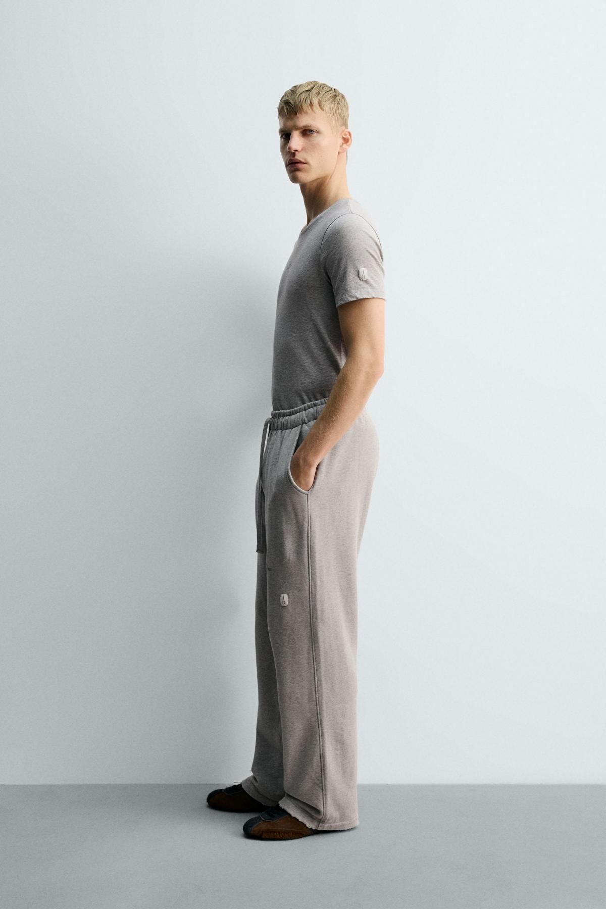자라 슬림핏 라운드넥 반팔 티셔츠 0722/327 GREY MARL - 상세 이미지 5