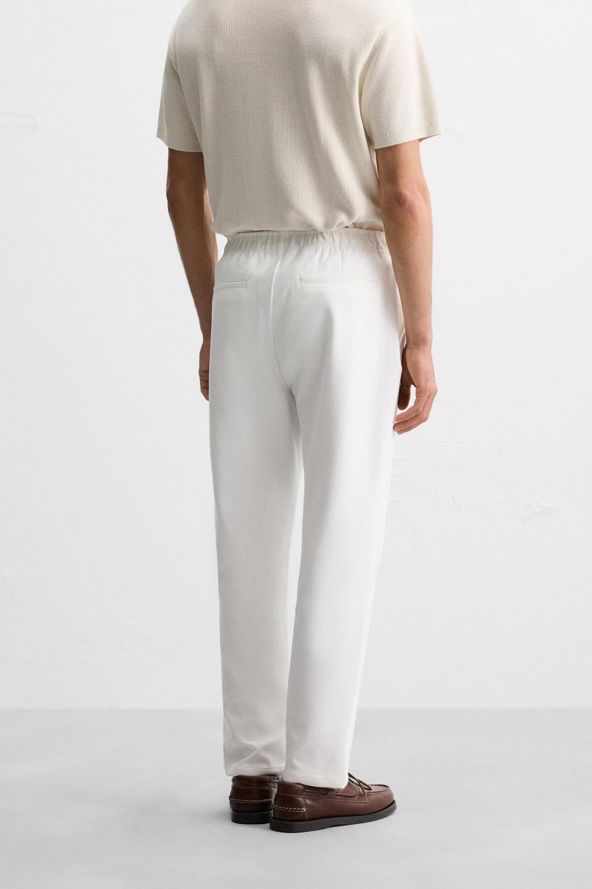 자라 컴포트핏 조거 웨이스트 팬츠 7484/303 OYSTER-WHITE - 상세 이미지 3