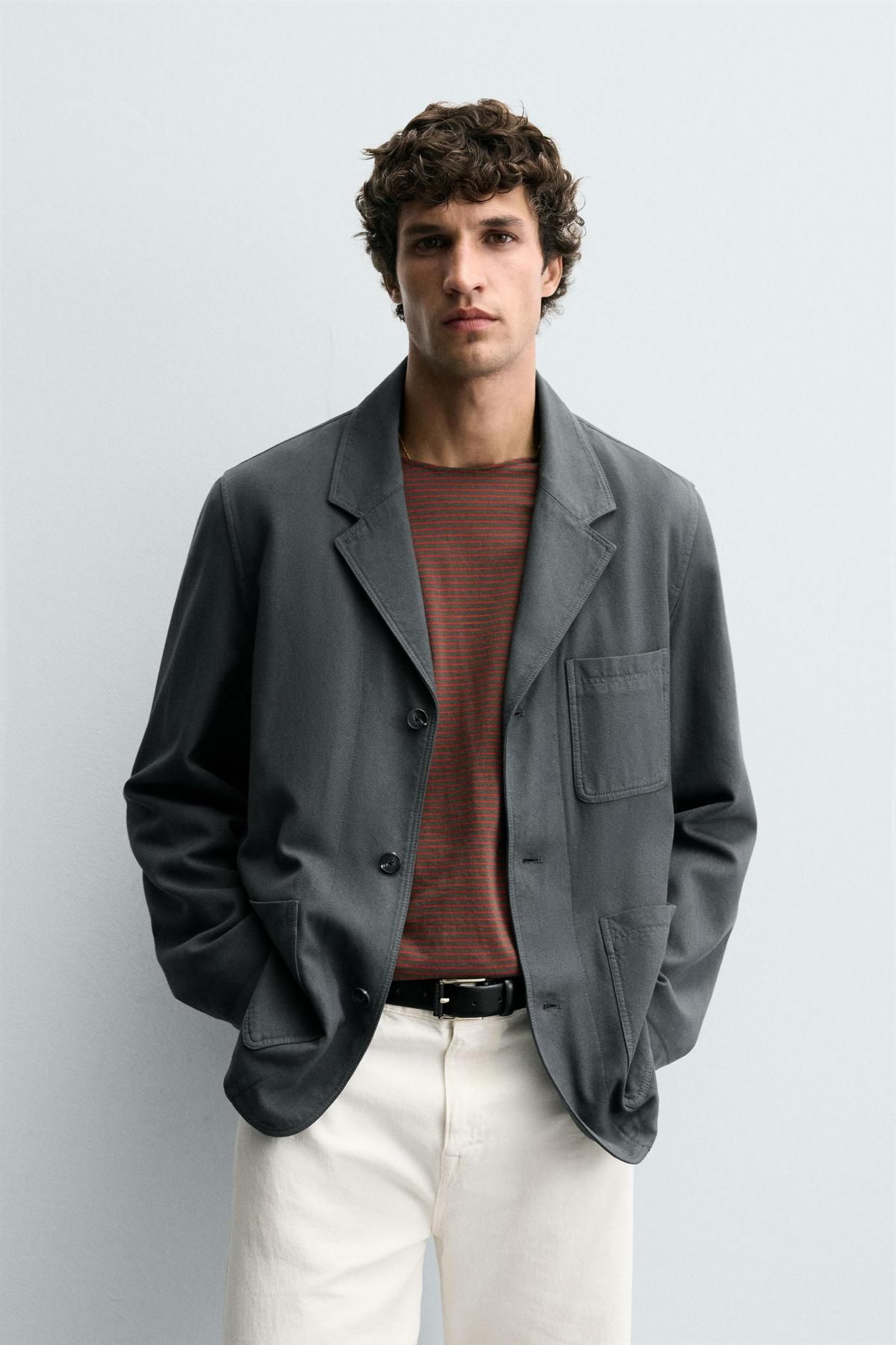 자라 미니멀 릴랙스핏 텍스처 테일러드 재킷 6493/112 ANTHRACITE GREY - 상세 이미지 3